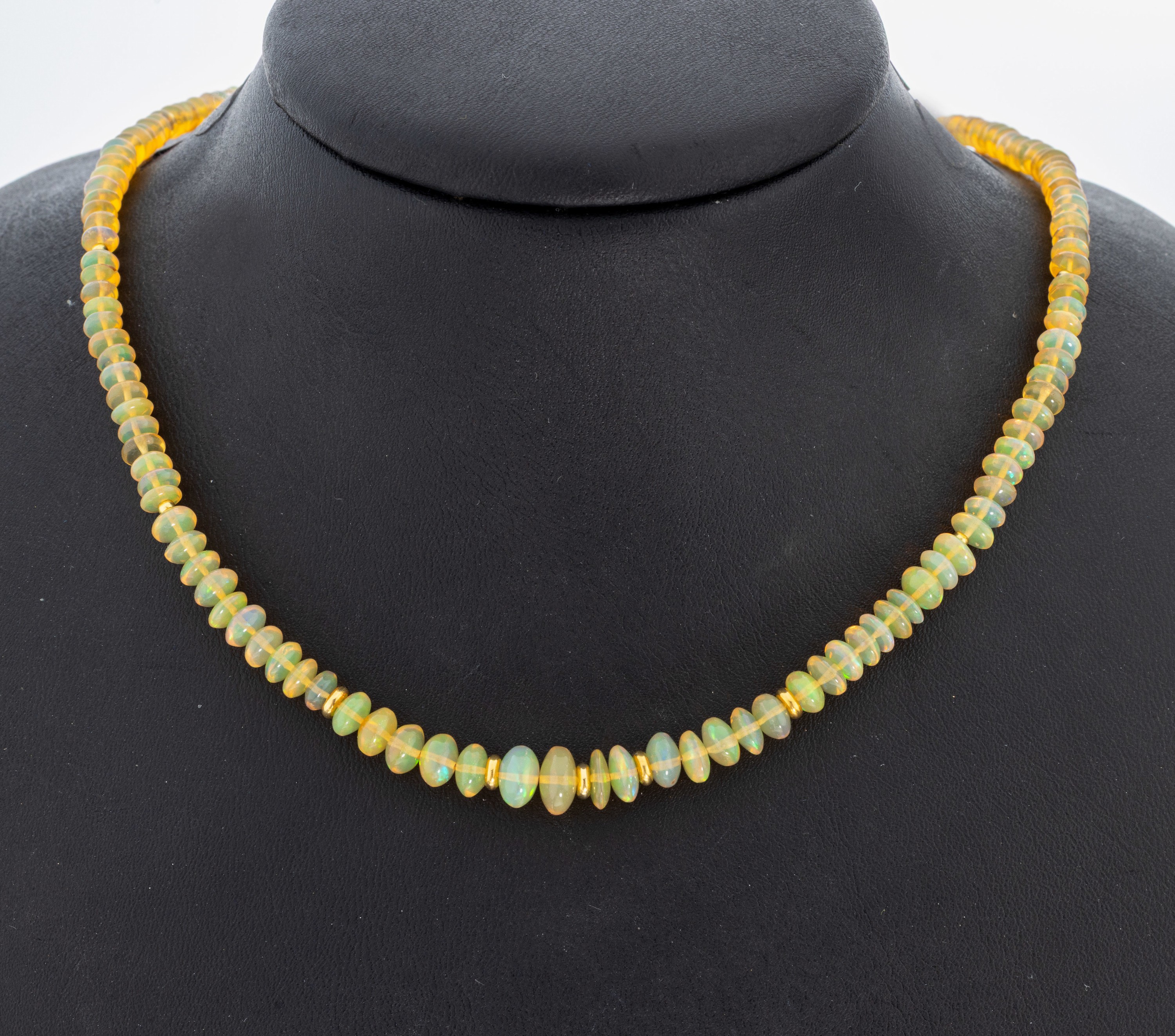 Image 27011921 - Opal-Collier, äthiopische Opal-Linsen im Verlauf, D. ca. 3.6-7.6 mm, Zwischenglieder ...