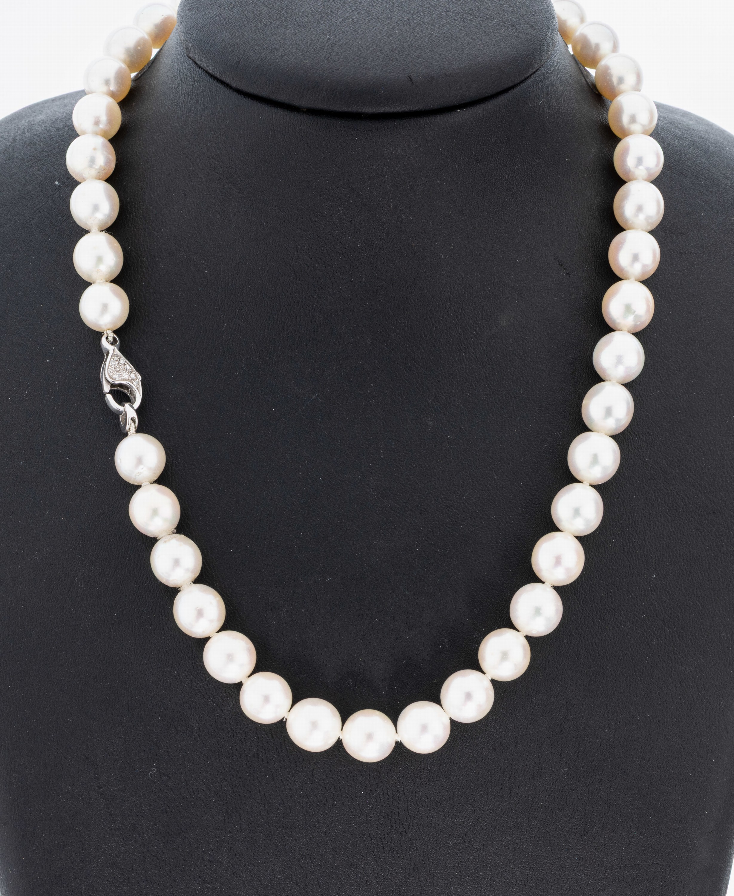 Image 27011925 - Perl-Collier mit 14 kt Gold Diamant-Schließe, WG 585/000, Süßwasserzuchtperlen, D. ...