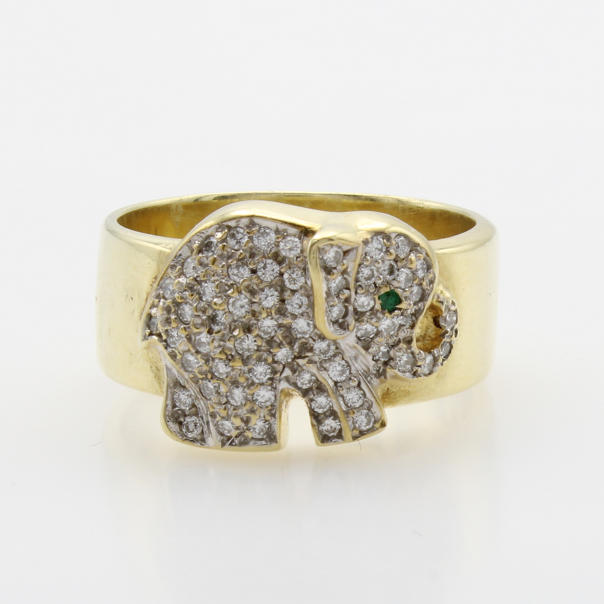 Image 27011929 - Ring ´Elefant´ mit Smaragd und Brillanten, GG 585/000, Smaragd als Auge gef., Brill. ...