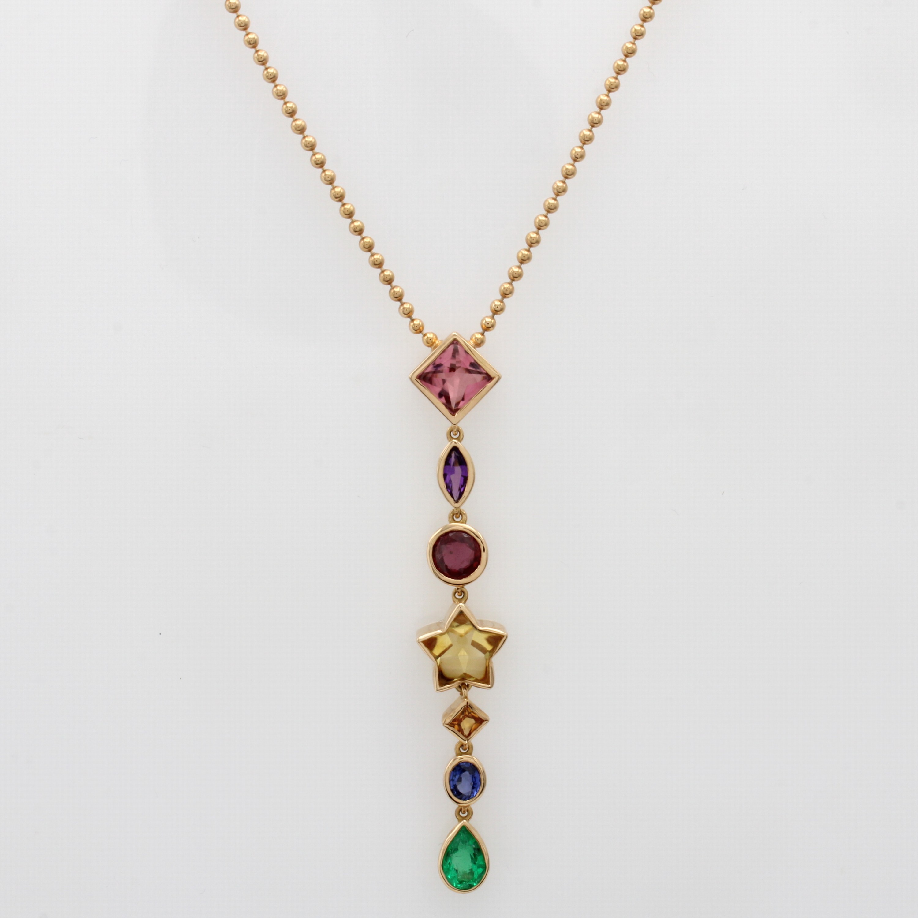Image 27011930 - Collier mit Farbsteinen, RG 750/000, rosa Turmalin ca. 1.20 ct, Amethyst ca. 0.16 ct, ...