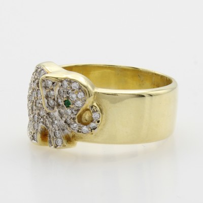 27011929a - Ring ´Elefant´ mit Smaragd und Brillanten, GG 585/000, Smaragd als Auge gef., Brill. ...