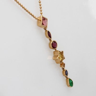 27011930a - Collier mit Farbsteinen, RG 750/000, rosa Turmalin ca. 1.20 ct, Amethyst ca. 0.16 ct, ...