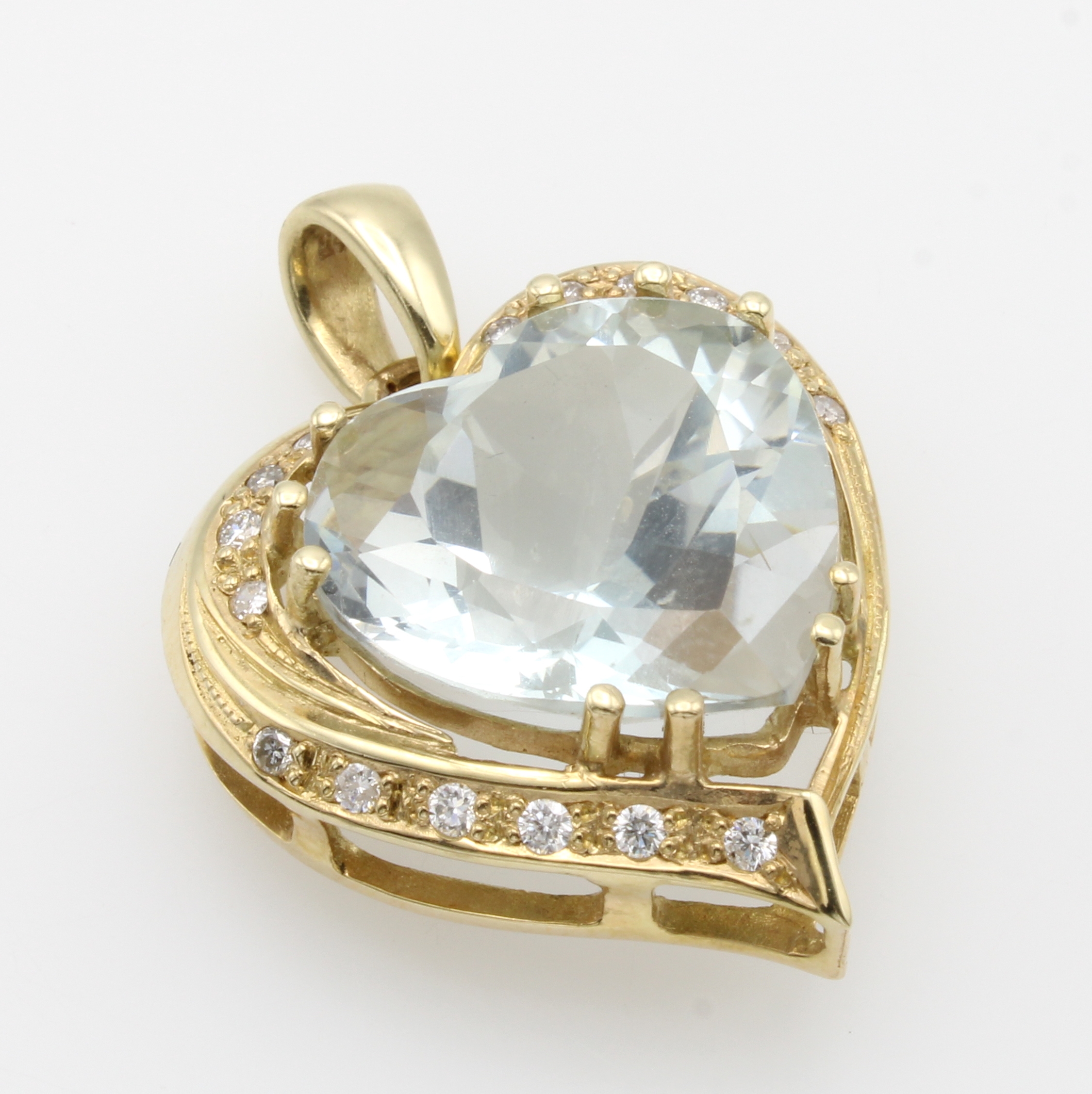 Image 27012039 - Herzanhänger mit Blautopas und Brillanten, GG 585/000, Topasherz (beh.), Brill. zus. ...