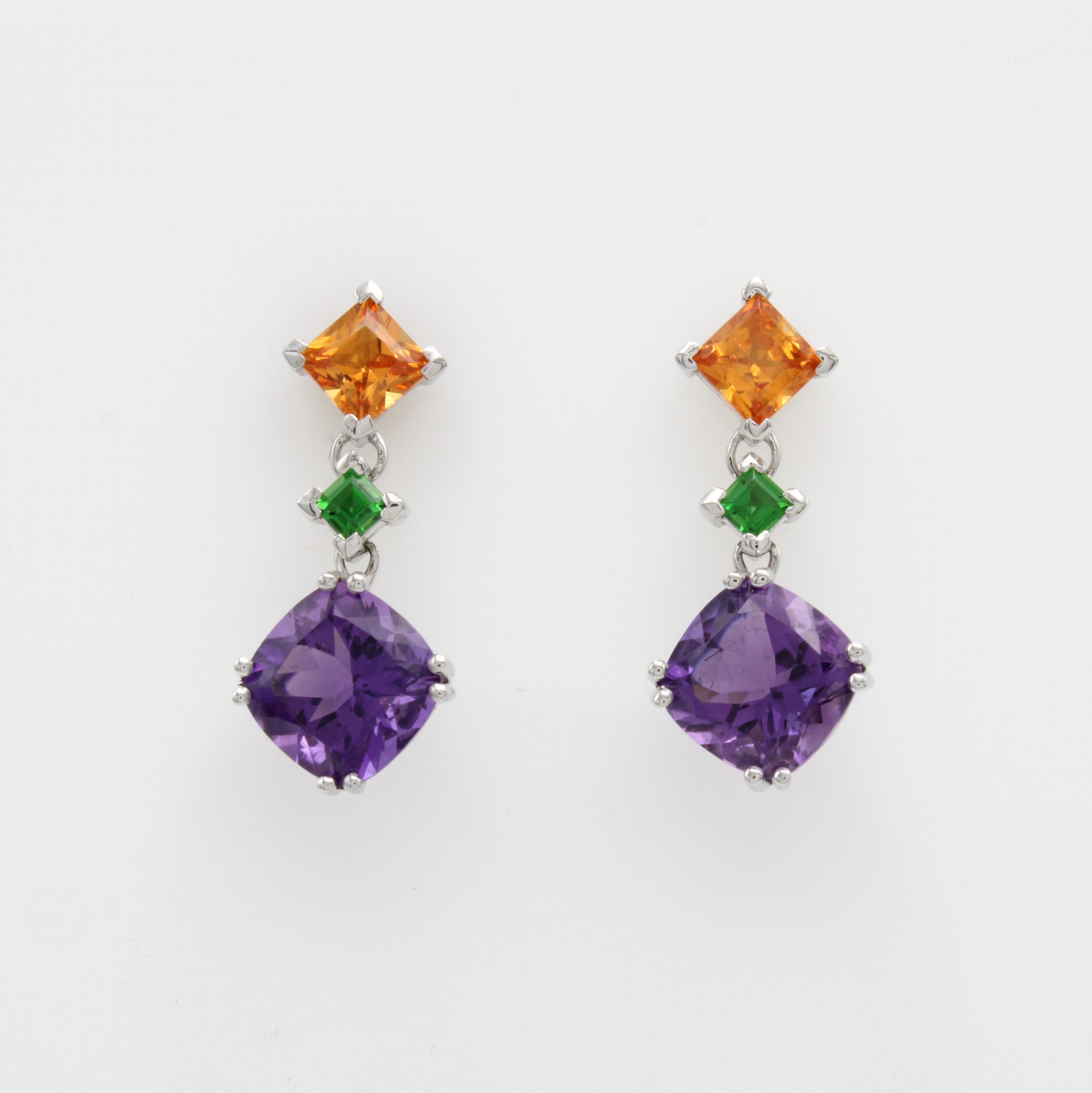 Image 27012178 - Paar Ohrgehänge mit Farbsteinen, WG 750/000, 2 Mandaringranate zus. ca. 1.93 ct, 2 Tur- ...