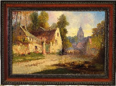 27012157k - Paul Devillers, belgischer Maler des 19.Jh., Ansicht aus Antwerpen, Hirte mit Schafherde ...