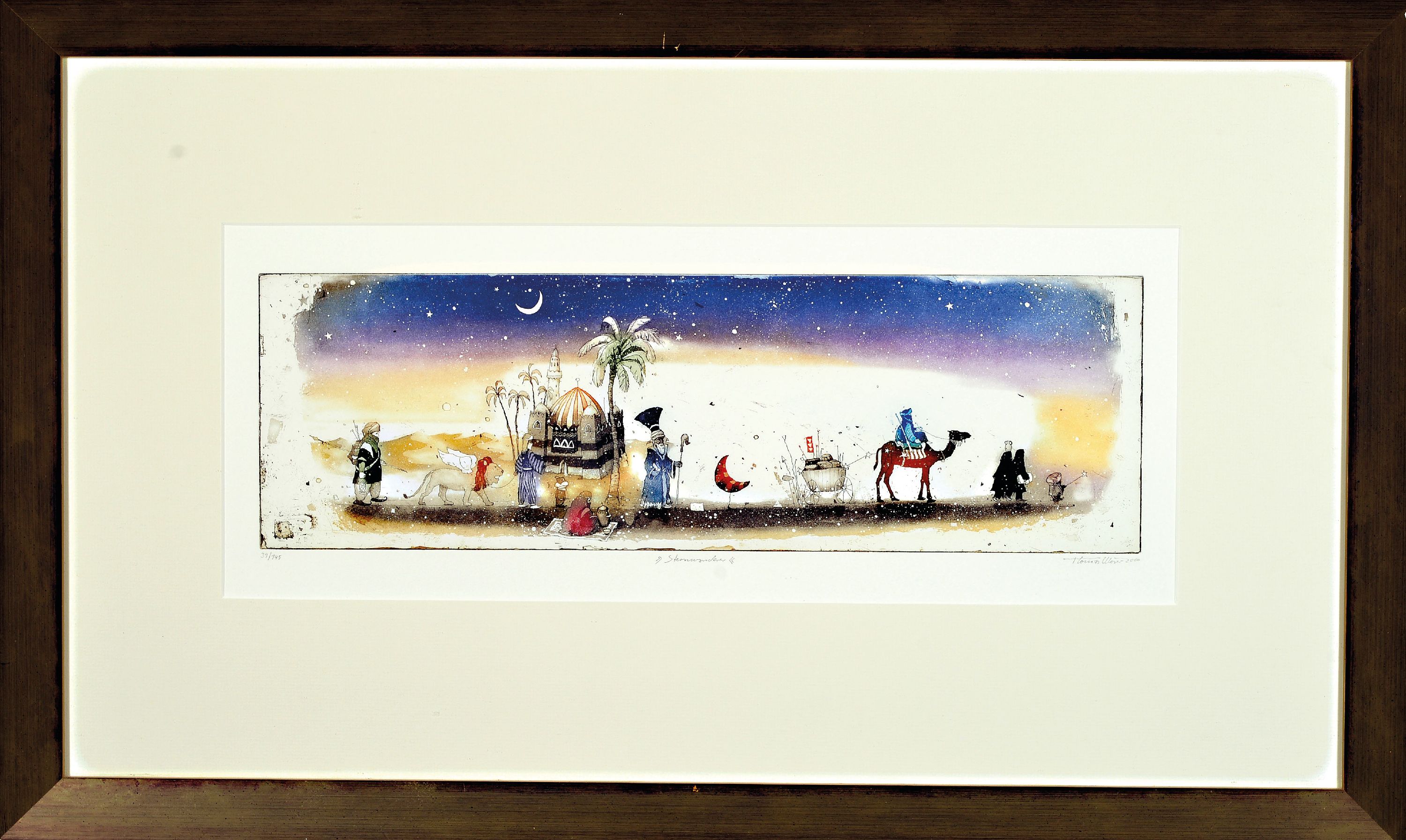 Detail k: Thomas Möser, geb.1956 in Neuburg, Donau, Studium in München, hier: Sternenwanderer, phantasievolle Figurenwelt an Erzählungen an 1001 Nacht ...