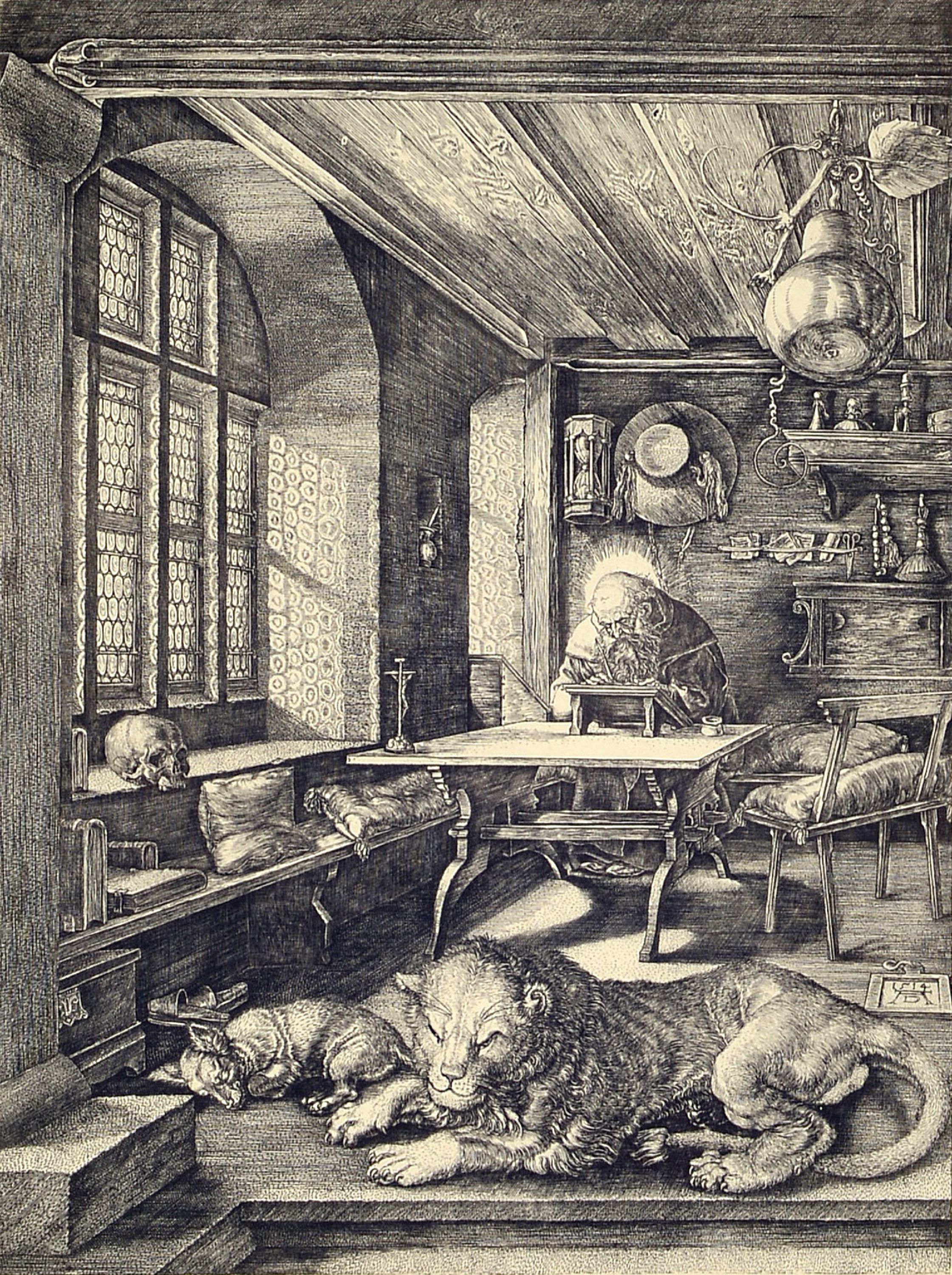 Image 27012267 - Nach Albrecht Dürer (1471-1528), Radierung ´Der Hl. Hieronymus im Gehäus´ (1514), ...