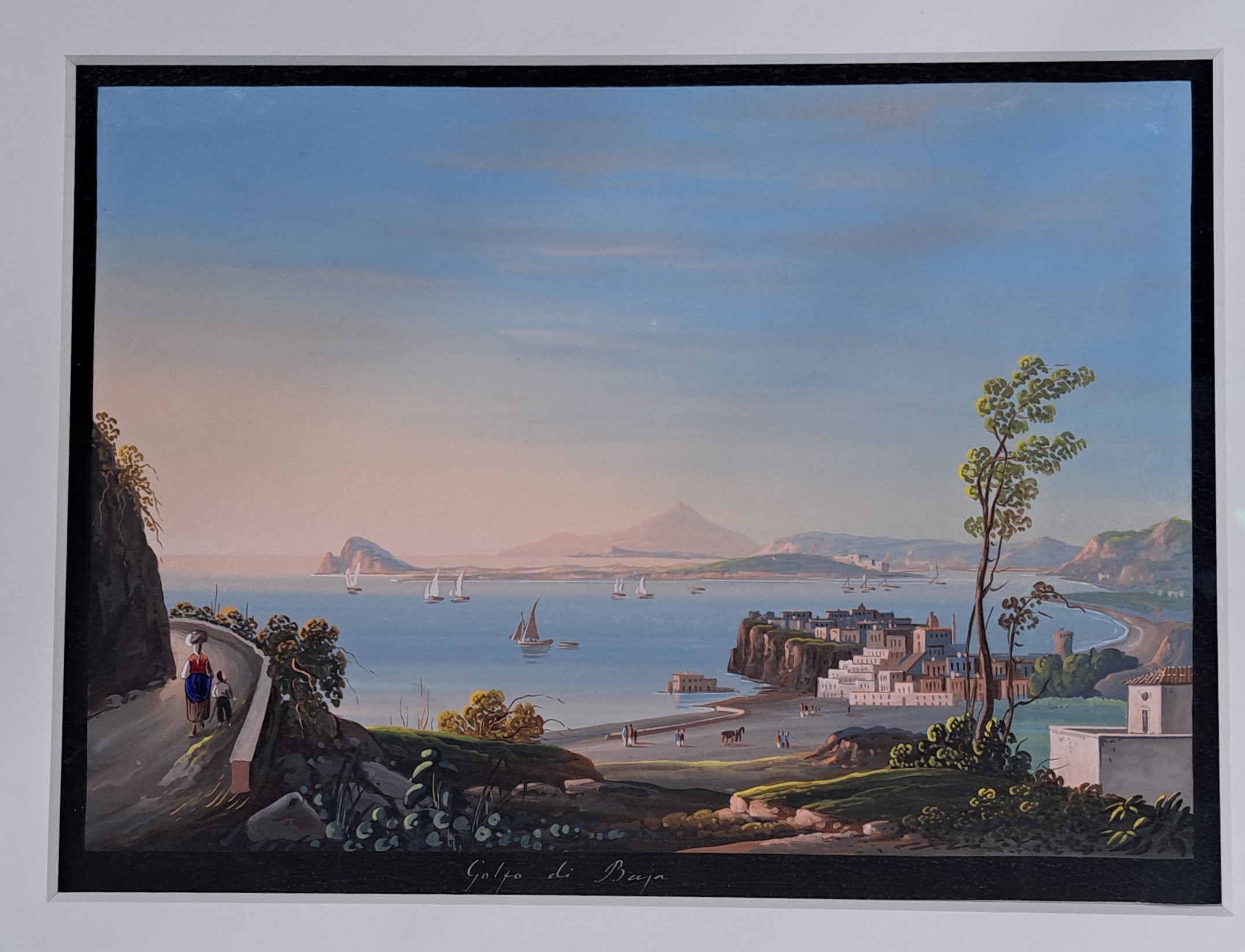 Detail c: M. Mauton, Künstler des 18./19.Jh., 4 Gouachen, Ansichten aus Süditalien, "Golfo di Baja", "Isola die Capri", nächtlicher ...