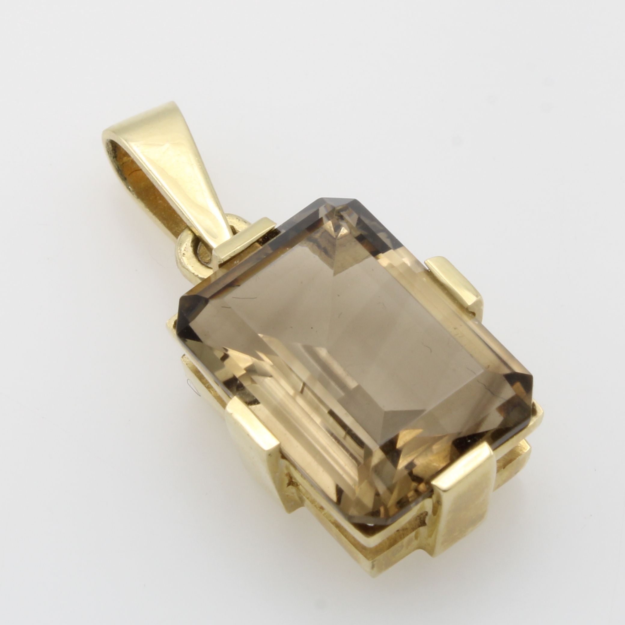 Image 27012278 - Anhänger mit Rauchquarz, GG 585/000, acht- eckiger Quarz ca. 14x10 mm Schätzpreis: ...