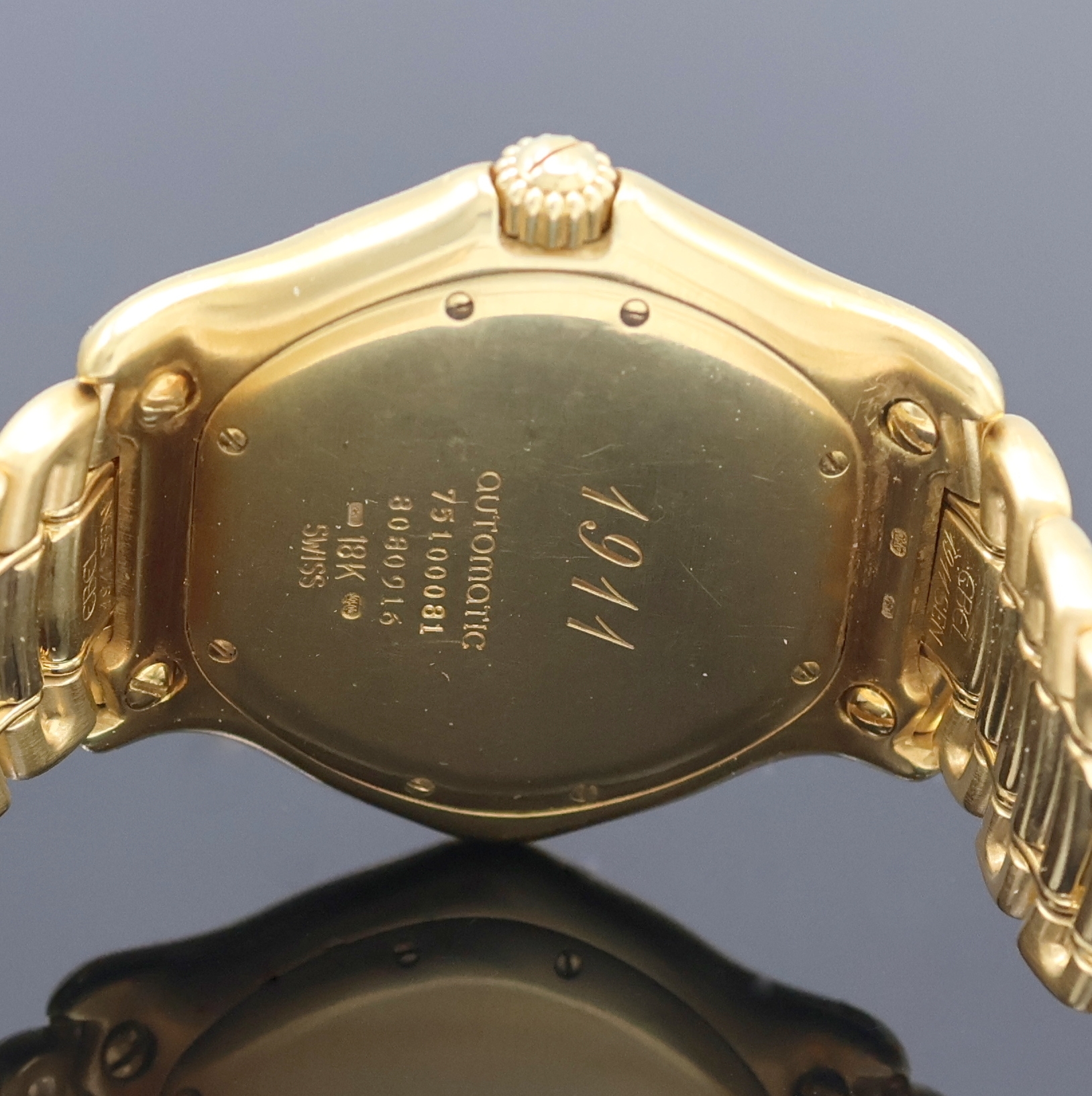 Detail f: EBEL 1911 Senior Herrenarmbanduhr in GG 750/000 Referenz 8080916, Schweiz um 1995, Automatik, massives Goldgeh. inkl. Gliederband m. Faltschl., zus. ...