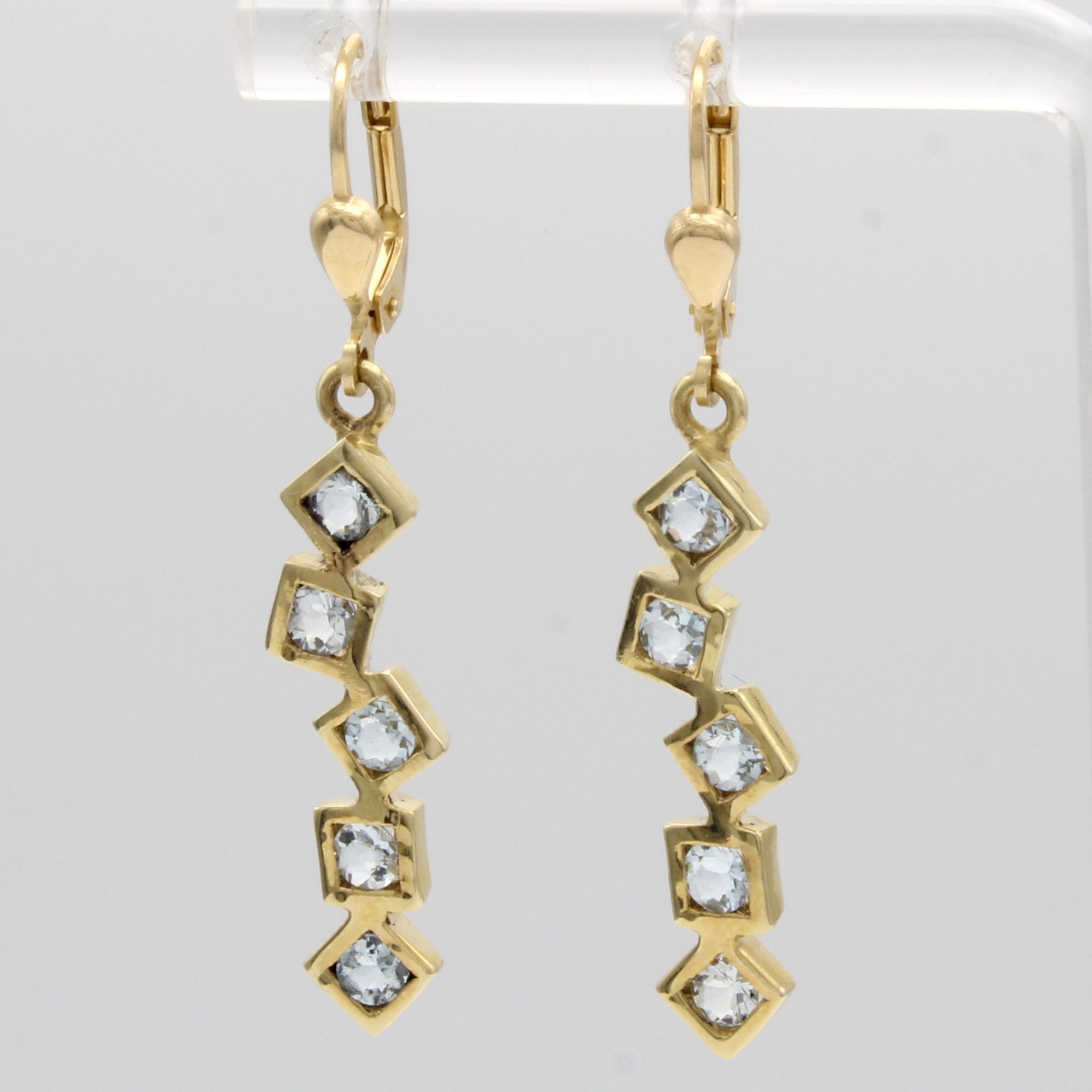 Image 27012289 - Paar Ohrgehänge mit Aquamarinen, GG 585/000, rundf. Aquam. in carréef. Fassungen ...