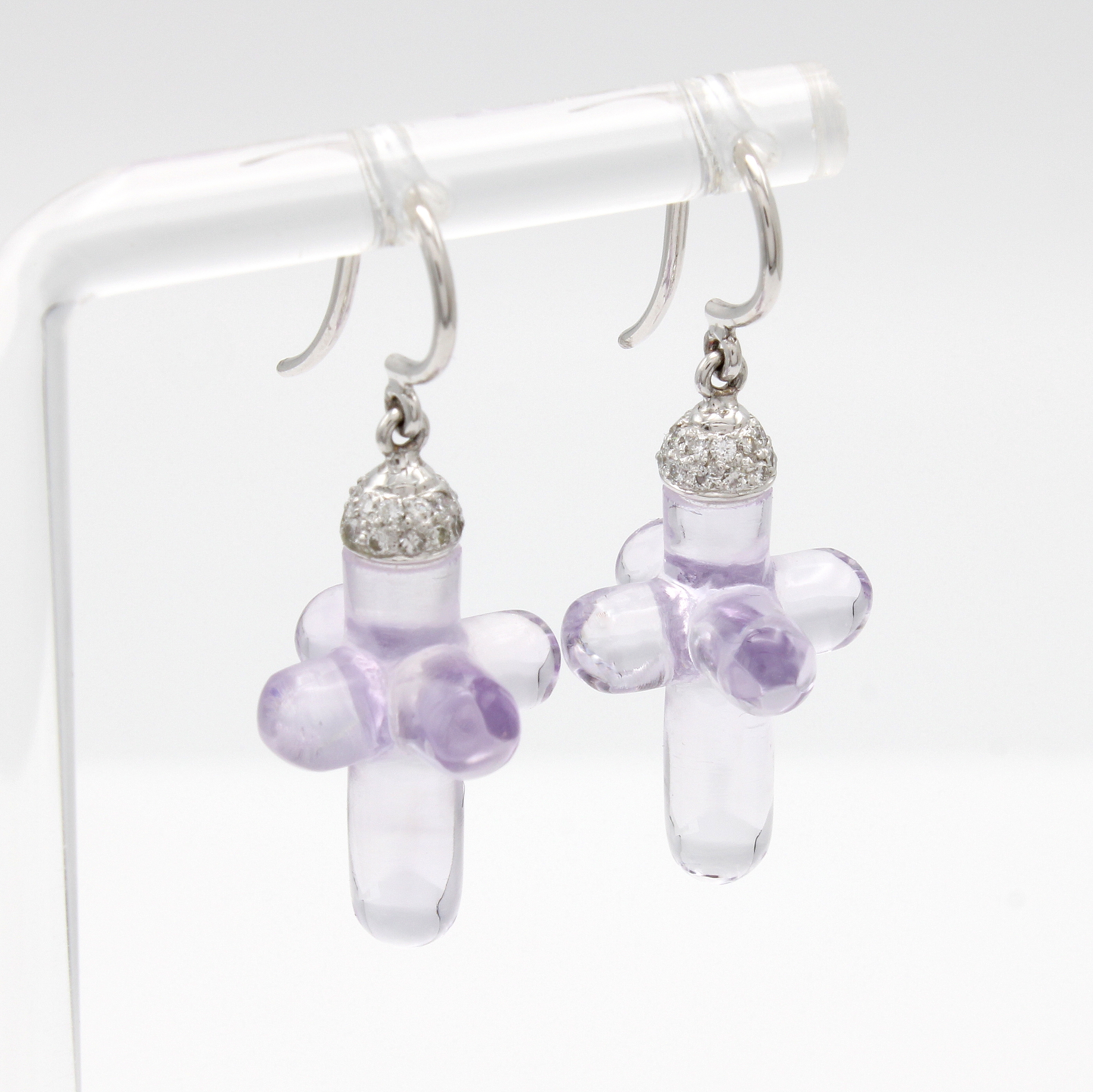 Image 27012295 - Paar Ohrgehänge mit Amethysten und Brillanten, WG 750/000, Brill. zus. ca. 0.14 ct ...