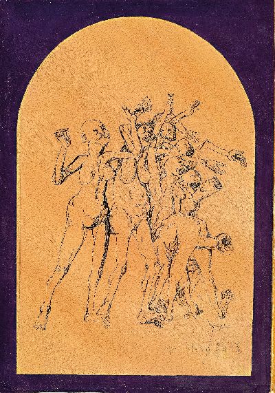 27012265k - Yongbo Zhao, geb. 1964 Hailong/China, Bleistiftskizze auf Holzplatte, Komposition als ...