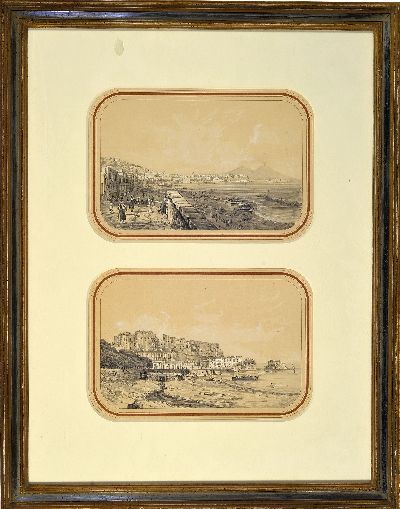 27012272k - M. Mauton, Künstler des 18./19.Jh., 2 weiß gehöhte Bleistiftzeichnungen, Ansichten ...