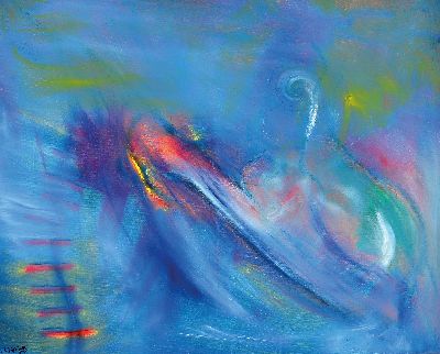 27012276k - Chef de Mulu, geb. 1959, Acryl/Lwd., maritime Landschaft, abstr. Segelschiffe auf ...