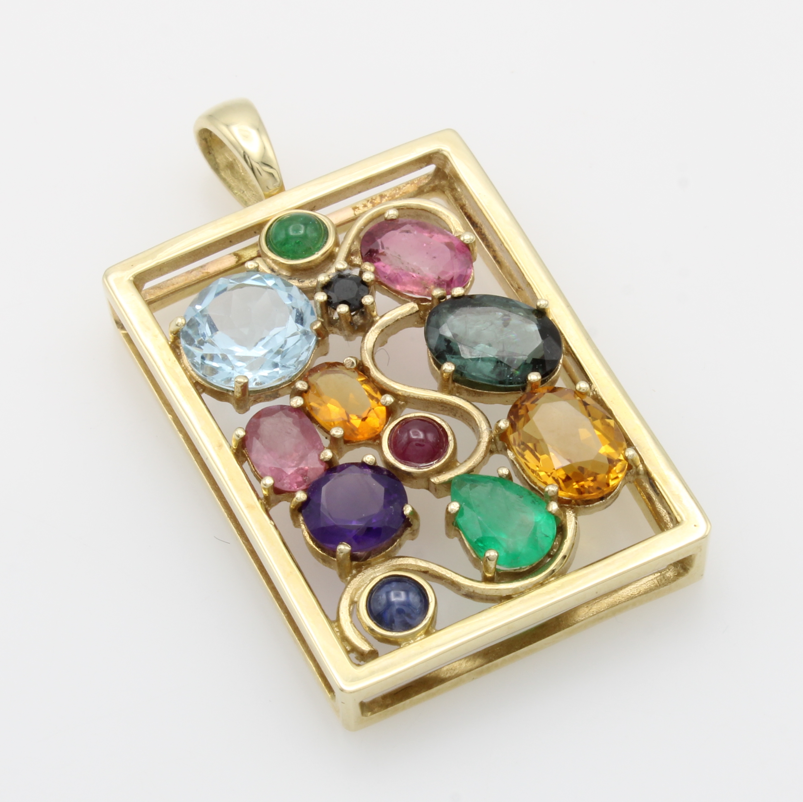 Image 27012301 - Anhänger mit Farbsteinen, GG 585/000, Rubin, Saphire, Smaragde, Citrine, Aquamarin, ...