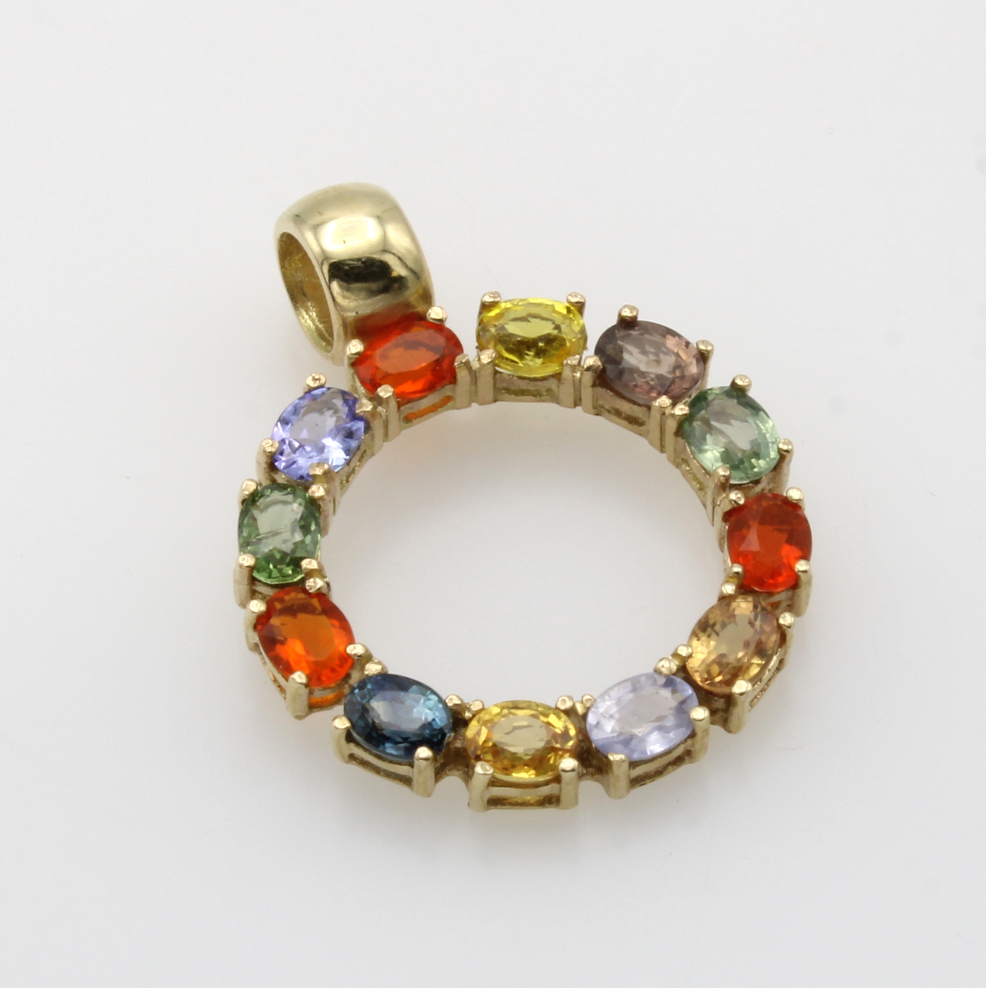 Image 27012302 - Anhänger mit Farbsteinen, GG 585/000, Saphire, Feueropale, Amethyste, Aquamarine u. ...