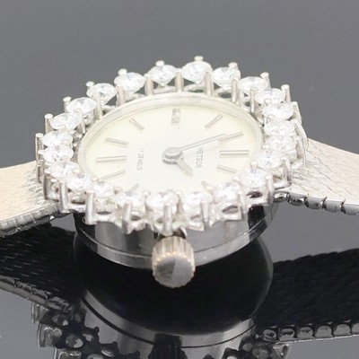 27012458d - METEOR Damenarmbanduhr in WG 585/000 mit Diamantlünette, Handaufzug, Deutschland um ...