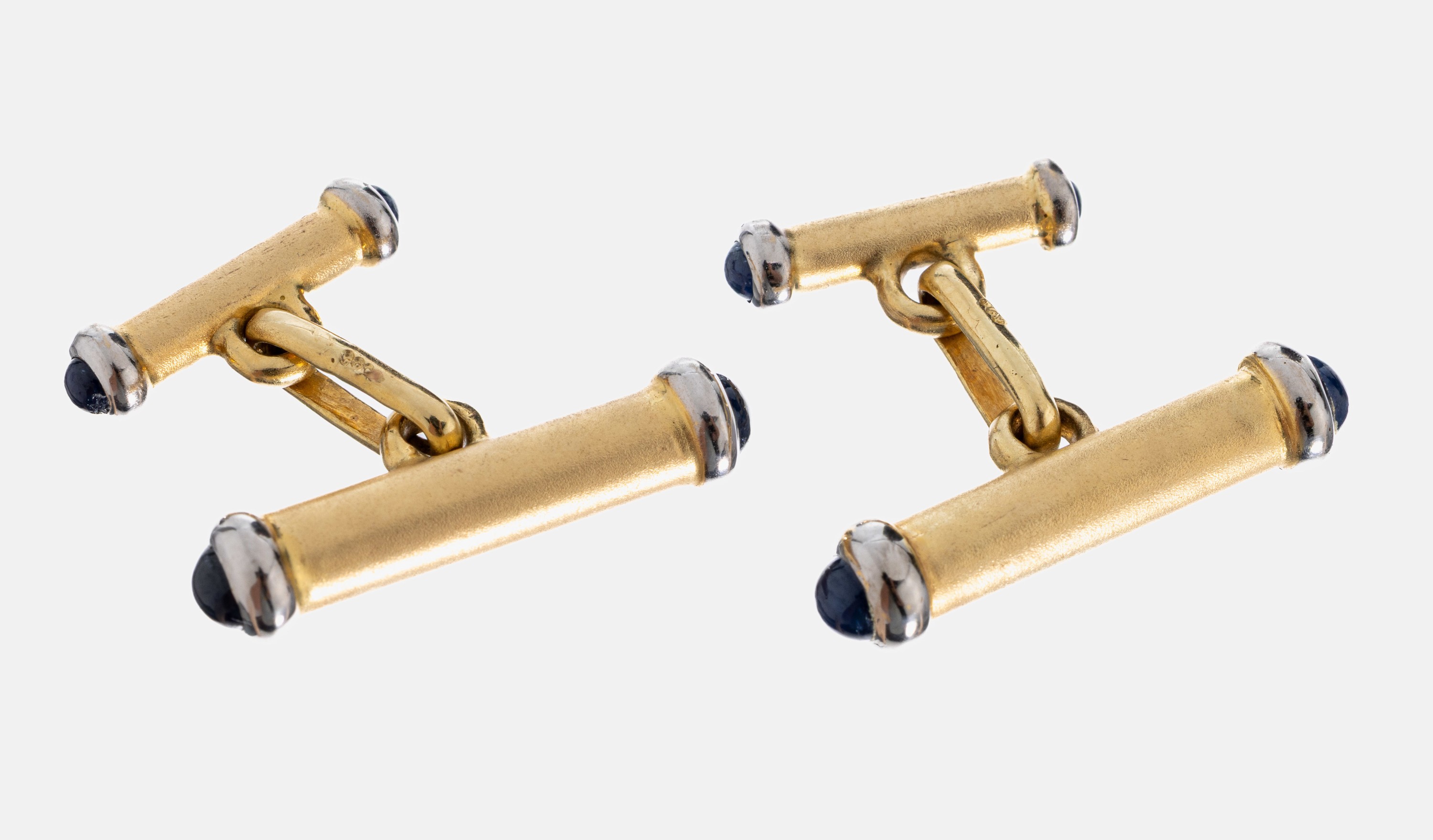 Image 27012813 - Paar 14 kt Gold Saphir-Manschettenknöpfe, GG/WG 585/000, GG sat., 8 kl. in WG gefasste ...