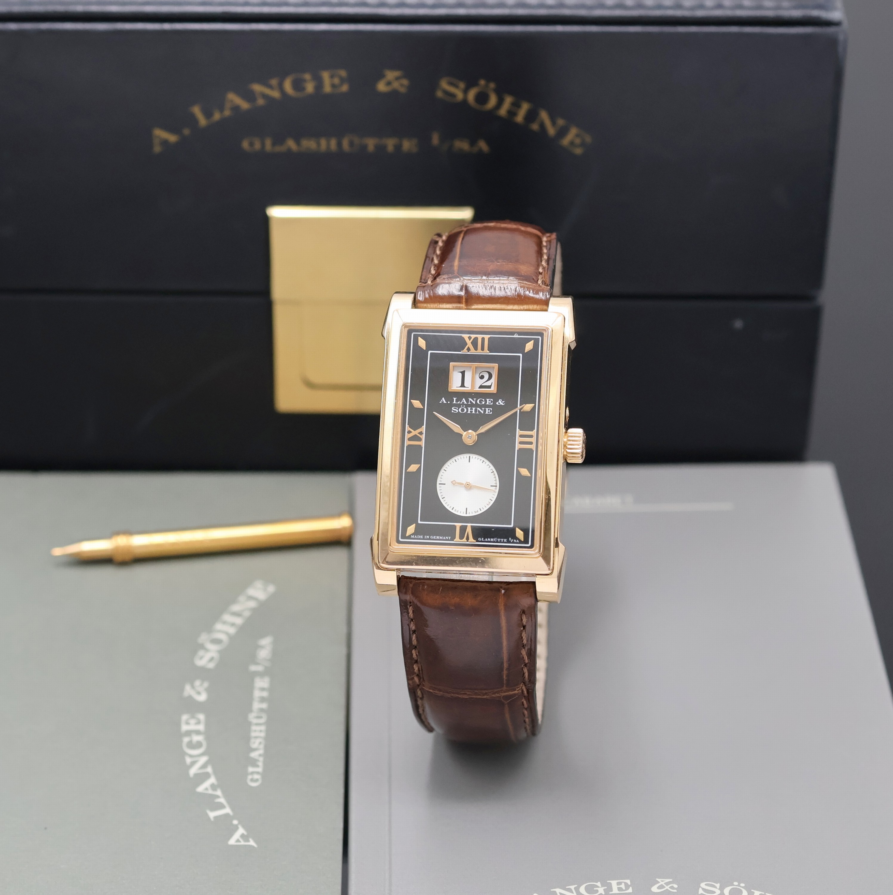 Image 27012819 - A. LANGE & SÖHNE feine Herrenarmbanduhr Cabaret Referenz 107.031 in RoseG 750/000, ...