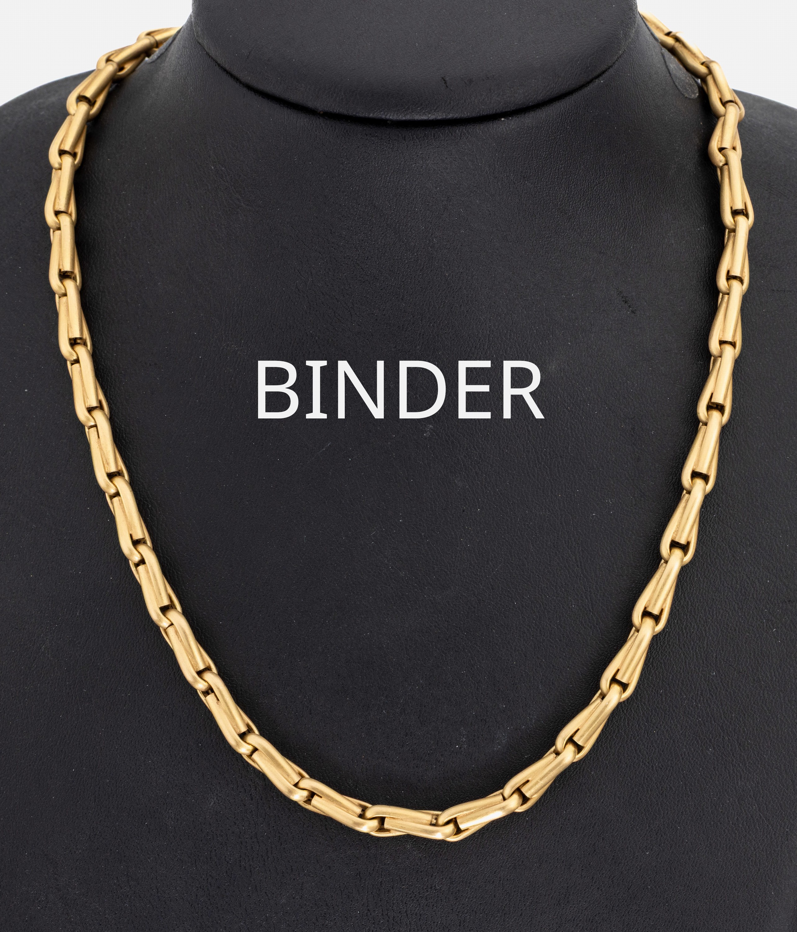14 kt Gold Collier, GG 585/000, sat., L. ca. 45 cm, Karabinerschließe, ca. 27.7 g, Meistermarke Friedrich BINDER/Mönsheim