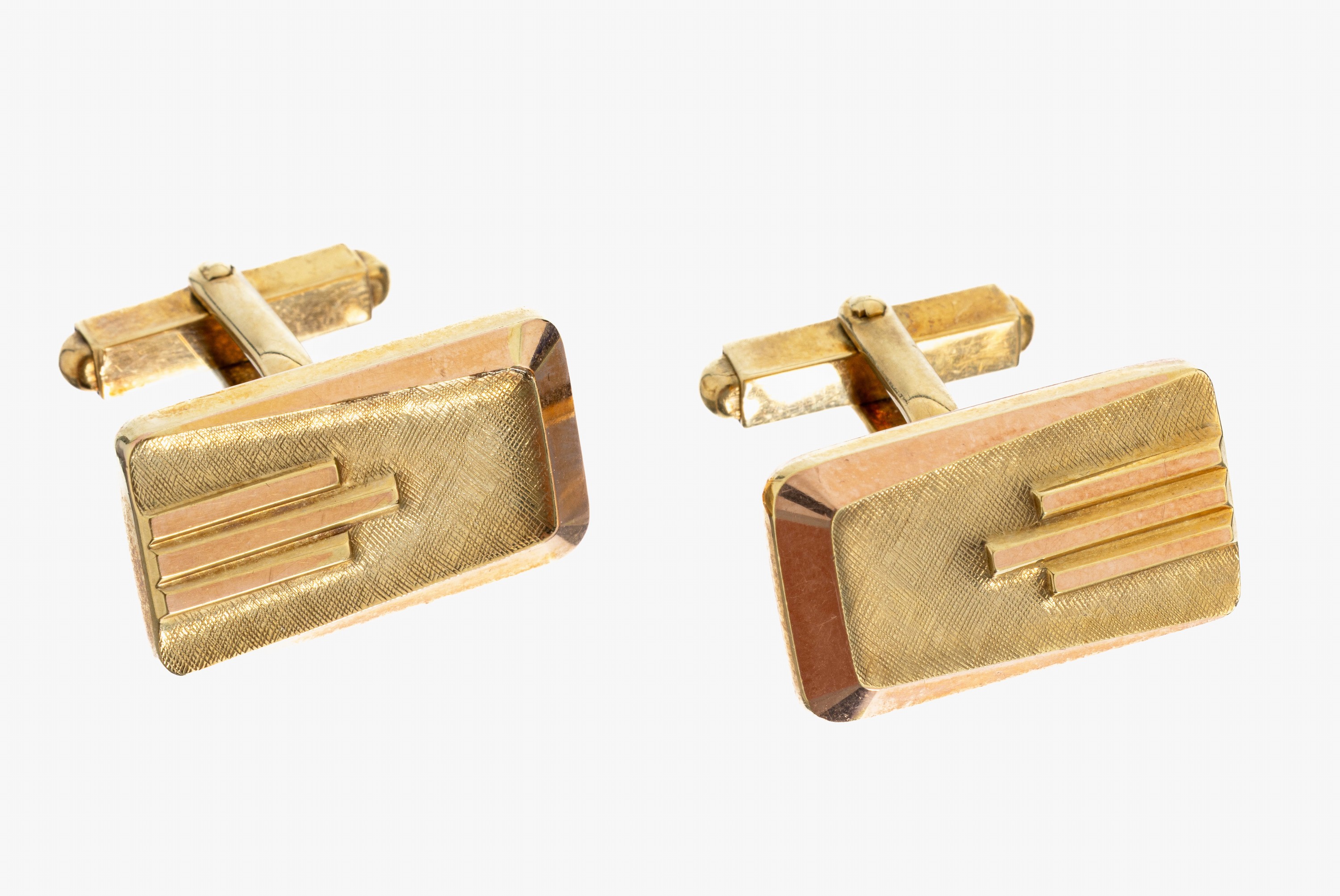 Image 27012829 - Paar 14 kt Gold Manschettenknöpfe, GG 585/000, gefüllt, part. sat., geometrisch, ...