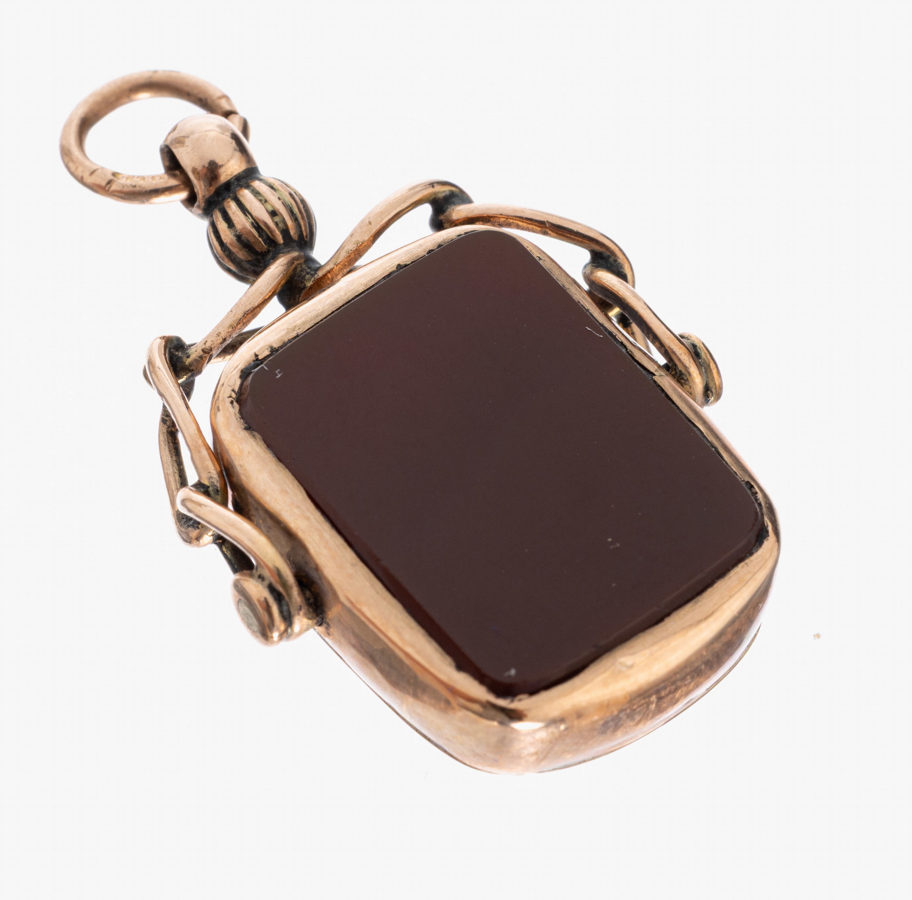 Image 27012830 - 9 kt Gold Karneol-Anhänger, England um 1910, RG 375/000, drehbares Mittelteil mit ...