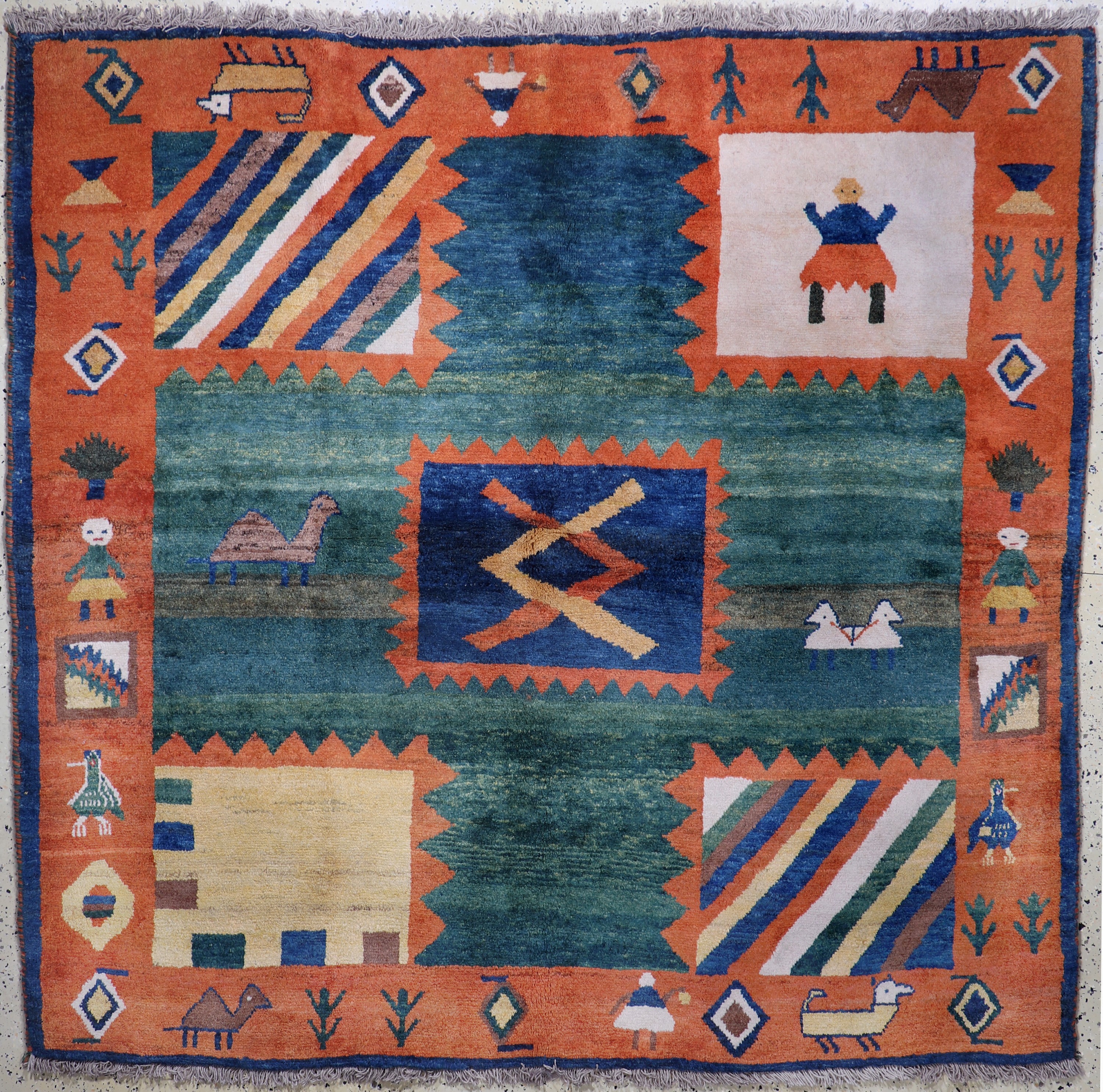 Gabbeh alt, Persien, Mitte 20.Jhd, Wolle auf Wolle, ca. 200 x 210 cm, EHZ: 2