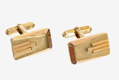 Image Paar 14 kt Gold Manschettenknöpfe, GG 585/000, gefüllt, part. sat., geometrisch, ...