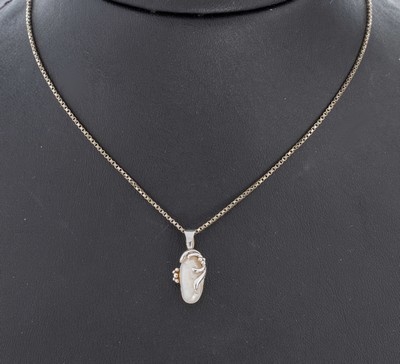 Image 8 kt Gold Perl-Anhänger, WG 333/000, unrunde längliche Zuchtperle, an Kette, WG ...