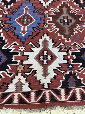 27012871c - ´Kuba´Kelim antik, Kaukasus, 19.Jhd, Wolle auf Wolle, ca. 335 x 175 cm, EHZ: 4
