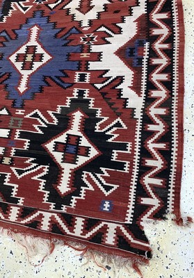 27012871f - ´Kuba´Kelim antik, Kaukasus, 19.Jhd, Wolle auf Wolle, ca. 335 x 175 cm, EHZ: 4