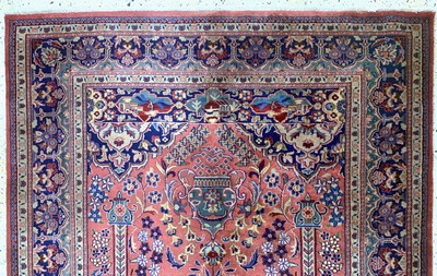 27012889a - Keschan fein, Indien, Ende 20.Jhd, Korkwolle auf Baumwolle, ca. 210 x 140 cm, ...