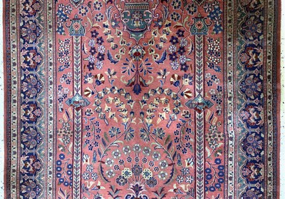 27012889b - Keschan fein, Indien, Ende 20.Jhd, Korkwolle auf Baumwolle, ca. 210 x 140 cm, ...