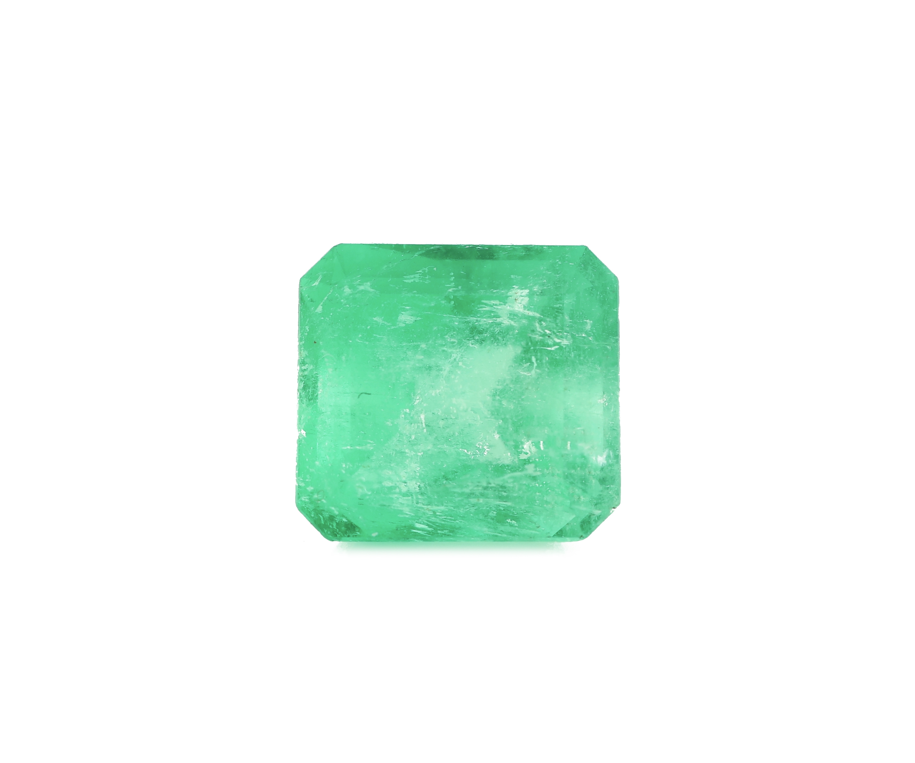Detail a: Loser kolumbianischer Smaragd, ca. 4.01 ct, Treppenschliff, sehr schöne Farbe