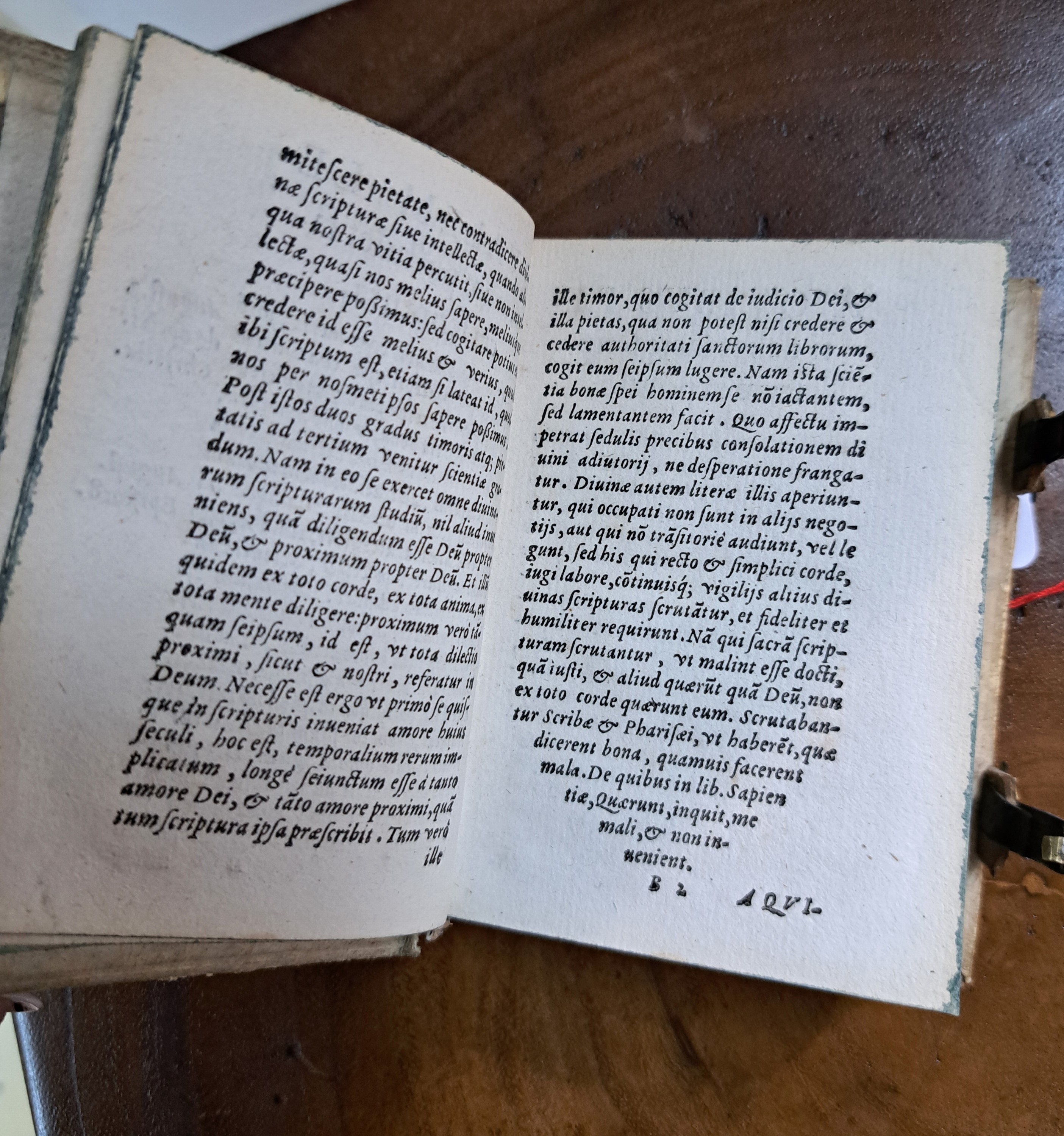 Detail e: Johannes Steelij: Regulae intelligen di scripturas sacras, Antwerpen 1553, 346 Seiten und Index, geprägter Pergamenteinband mit zwei Schließen, in ...