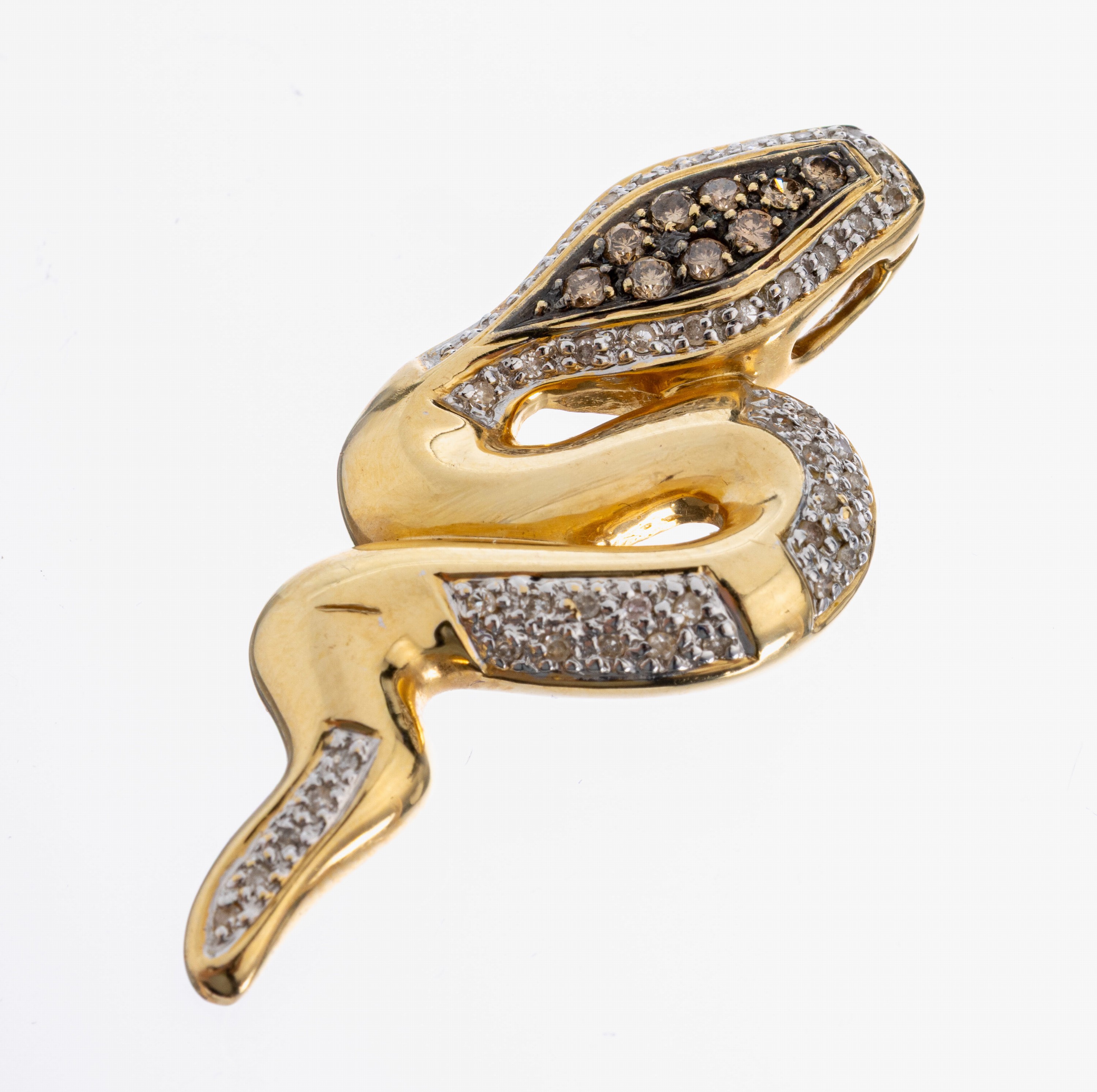 Image 27013513 - 14 kt Gold Diamant-Anhänger ´Schlange´, GG 585/000, 9 Brillanten in geschwärzten ...
