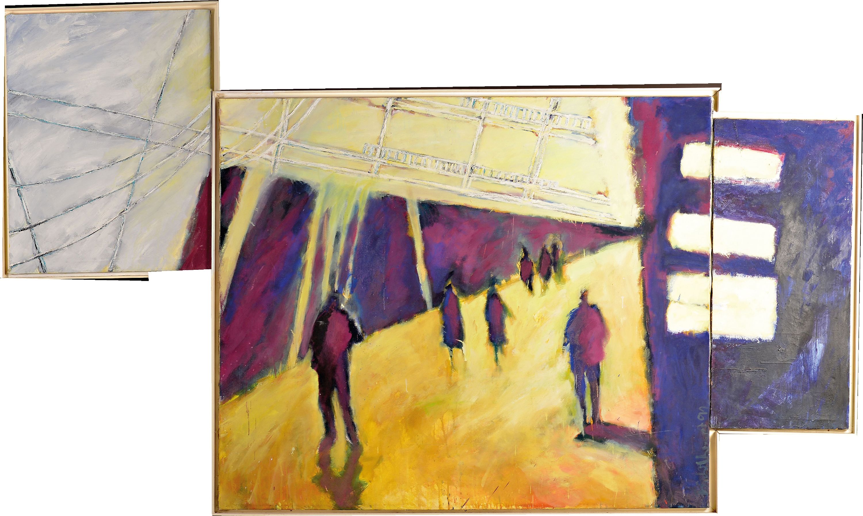 Image 27013527 - Thomas Bickelhaupt, geb. 1962 Mannheim, triptychon Komposition, 1991, Öl/Lwd, signiert ...