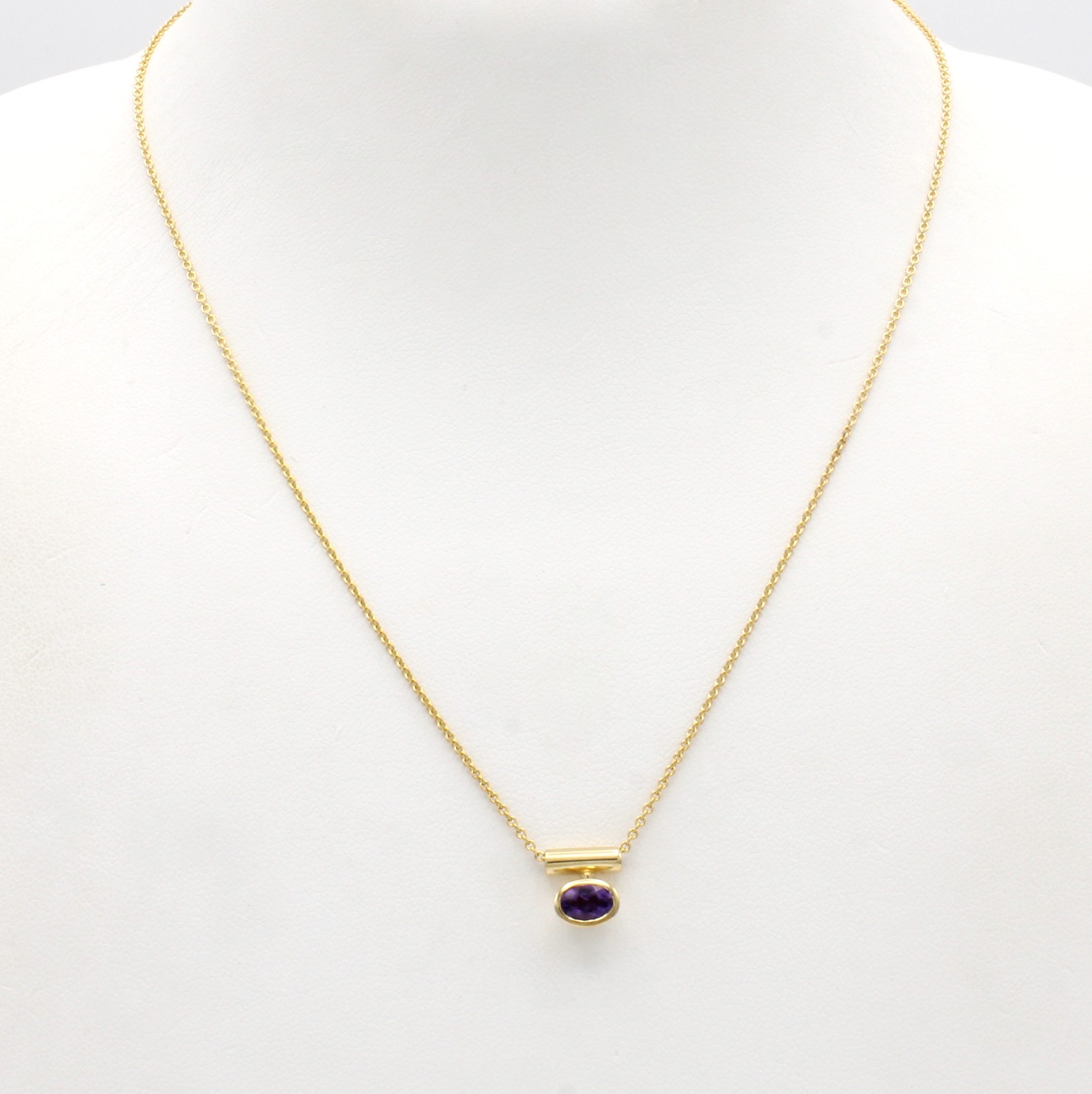 Image 27013931 - Collier mit Amethyst, GG 585/000, stabf. Öse, ovaler, fac. Amethyst in glatter ...