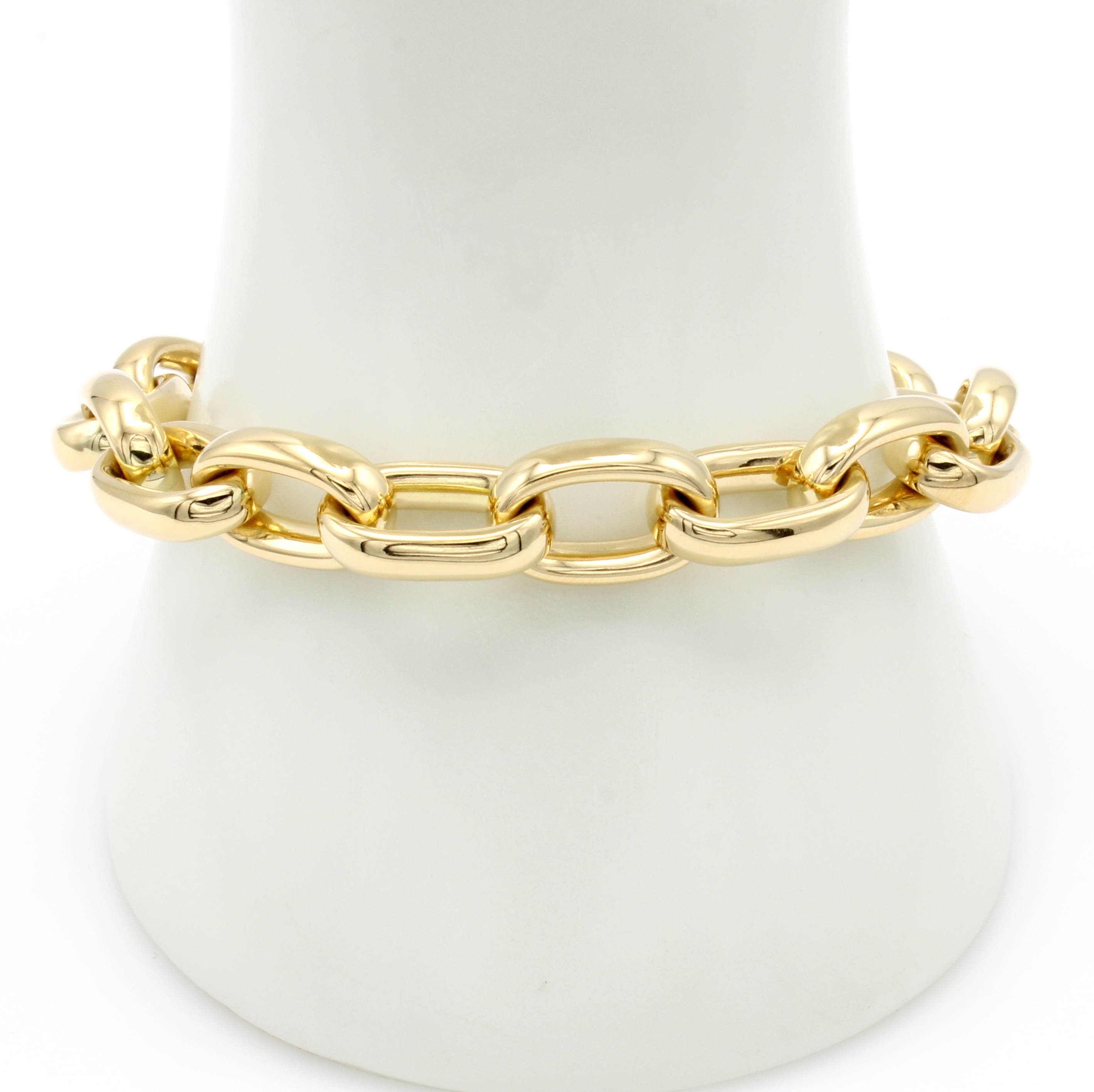 Image 27013935 - Gliederarmband, GG 750/000, ovale Glieder, intergrierte Schließe m. Sicherheitsbügel, ...