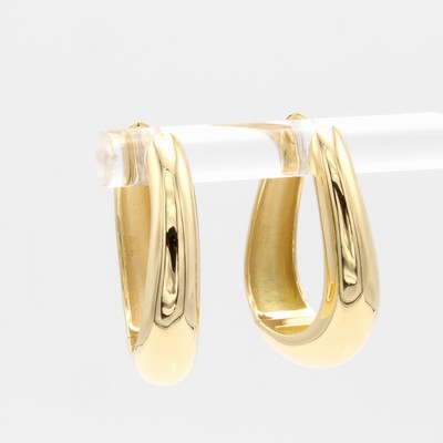 27013983b - Paar Klappcreolen, GG 750/000, leicht navetteförm., geschwungenes Design