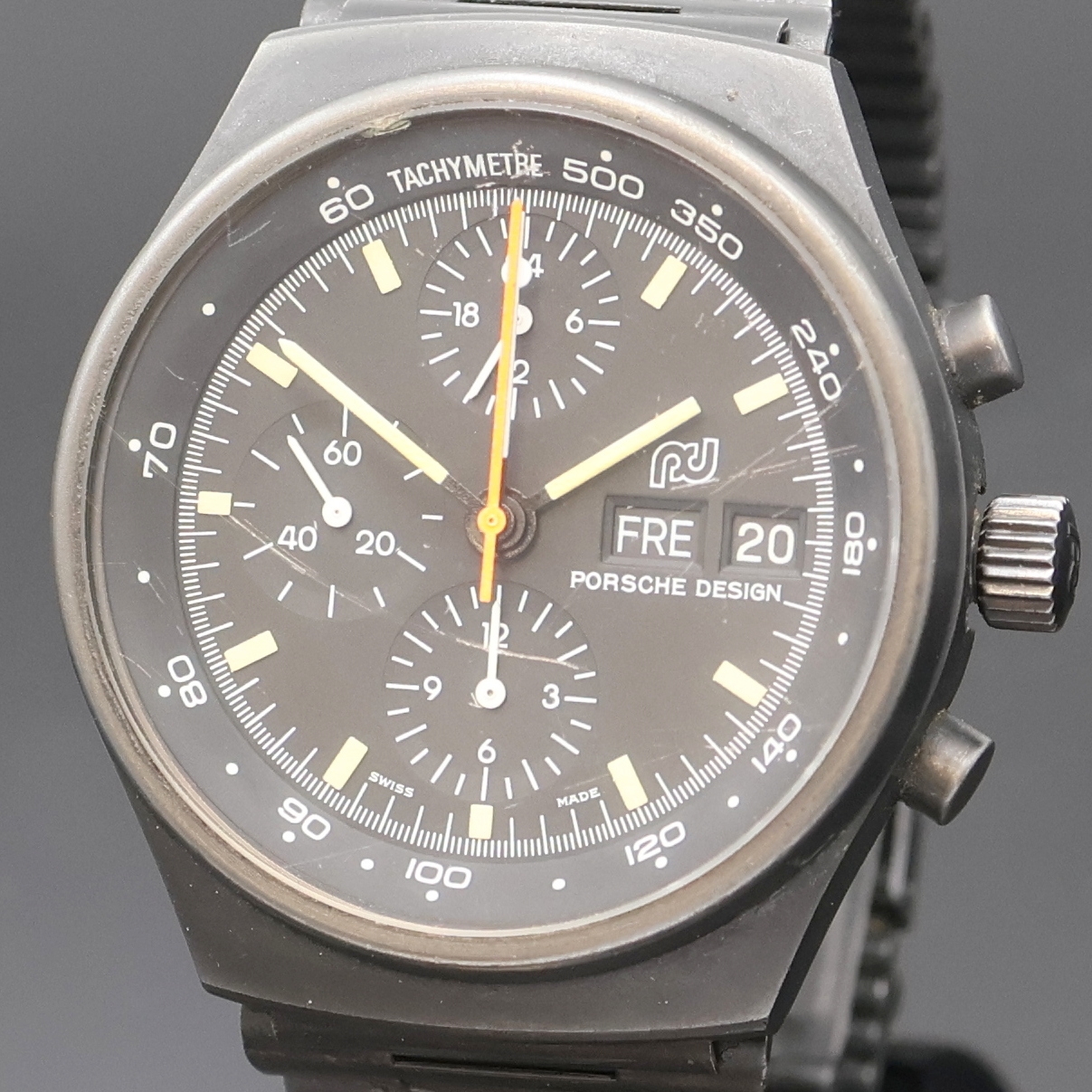 Detail a: PORSCHE DESIGN / ORFINA Herrenchronograph Referenz 7176S, Schweiz um 1990, Automatik, geschw. Edelstahlgeh. inkl. orig. Gliederband m. Faltschl., ...
