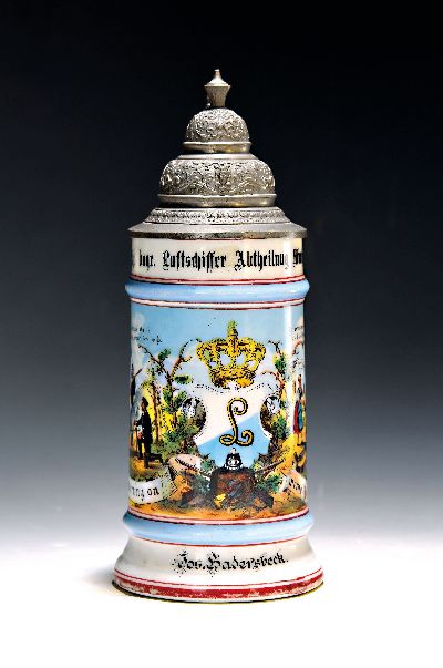 Image regimental stein, Kgl. Bayr. Luftschiffer - Abtheilung Munich, 1898-1900, porcelain, ...