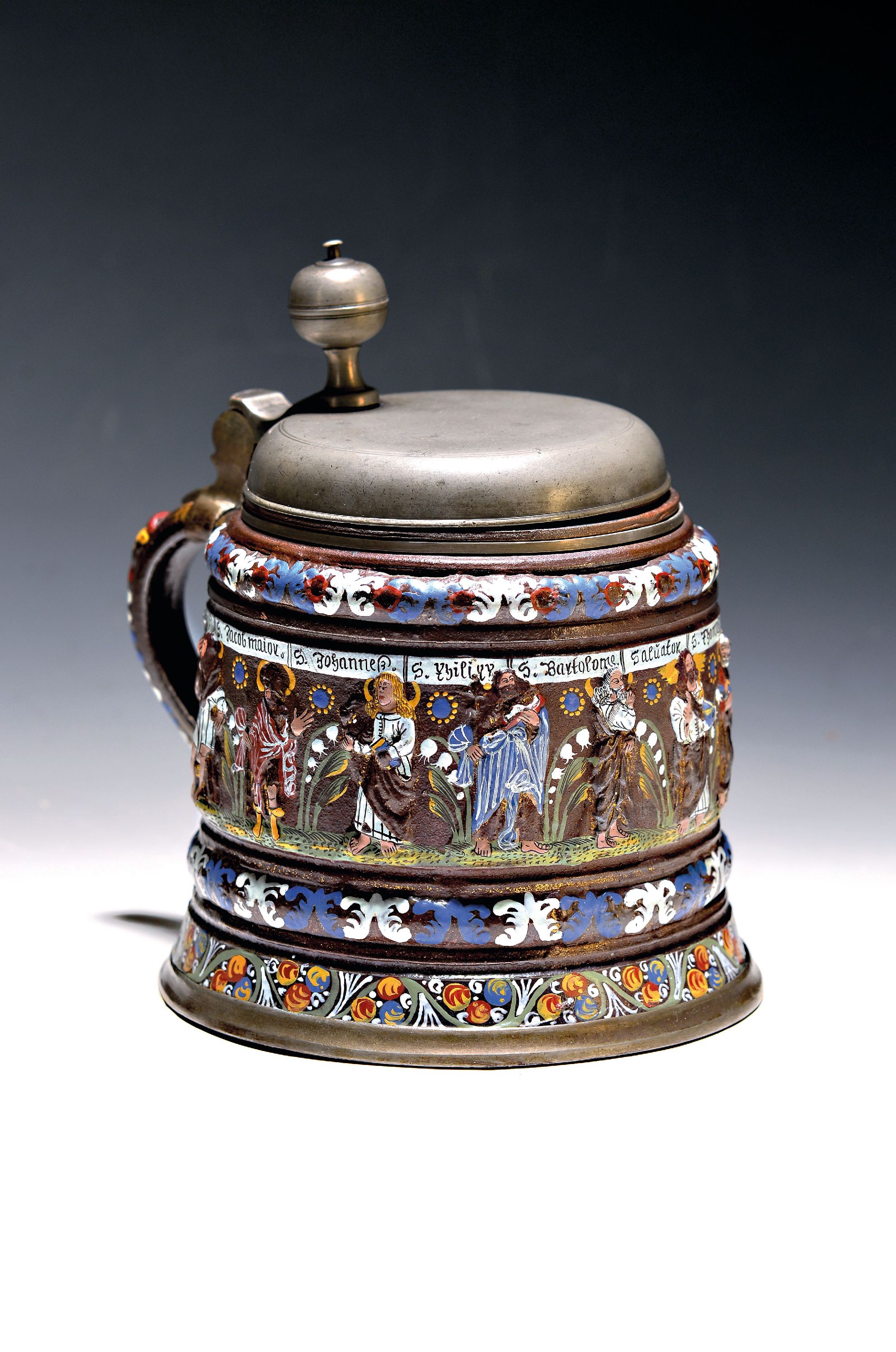 Image 27014170 - Creußener Apostelkrug, Bayern, datiert 1673, Ausführung 17./18.Jh., salzglasiertes ...