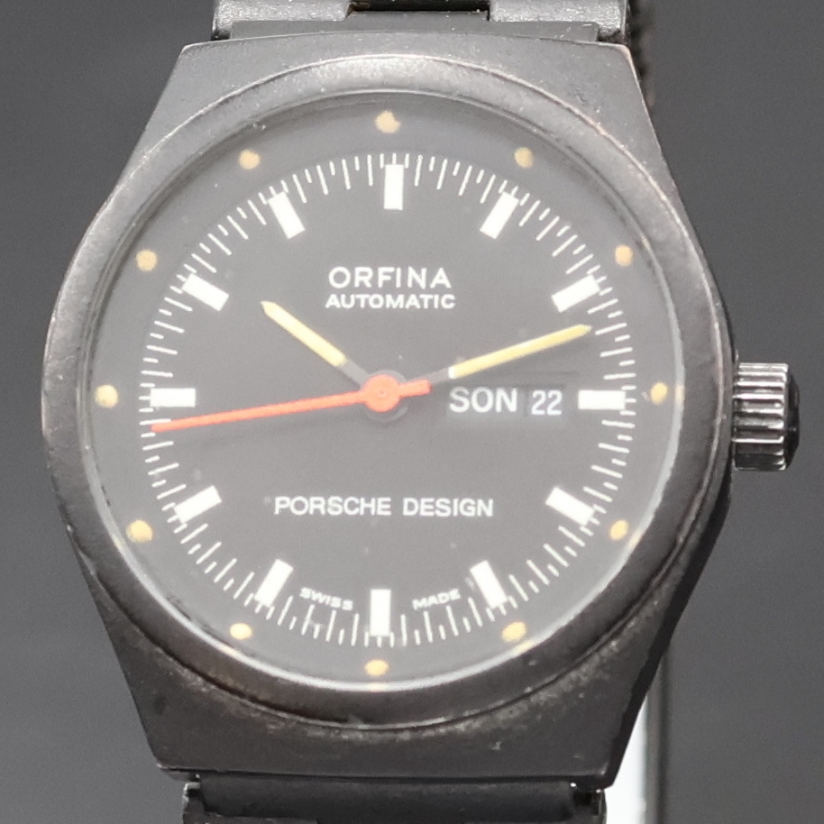 Detail a: ORFINA / PORSCHE DESIGN Damenarmbanduhr Referenz 7050, Schweiz um 1990, Automatik, geschw. Edelstahlgeh. inkl. orig. Gliederband m. Faltschl., Boden ...