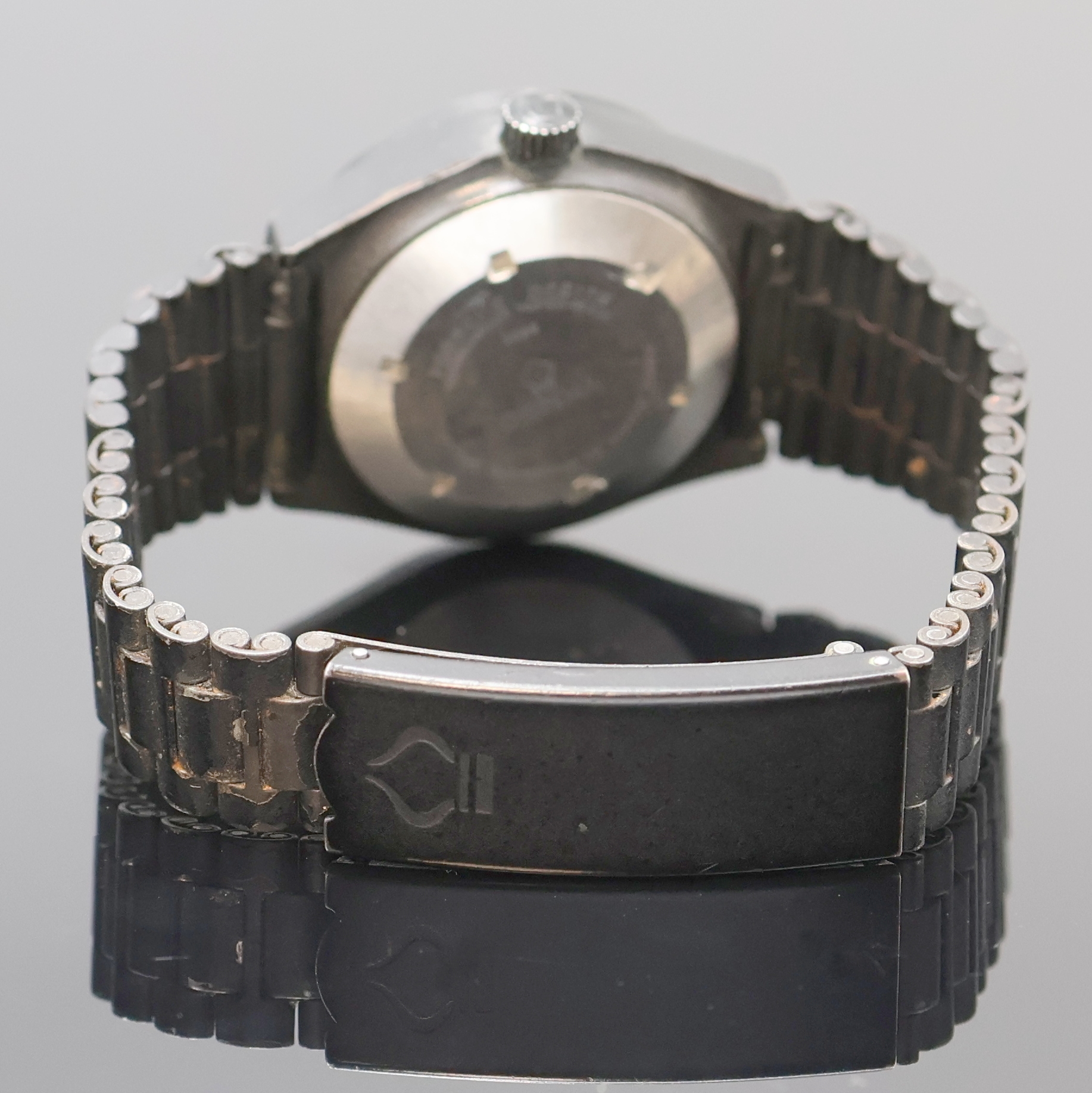 Detail b: ORFINA / PORSCHE DESIGN Damenarmbanduhr Referenz 7050, Schweiz um 1990, Automatik, geschw. Edelstahlgeh. inkl. orig. Gliederband m. Faltschl., Boden ...