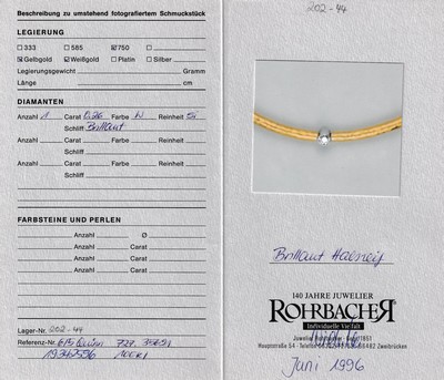27014167a - 18 kt Gold QUINN/SCHEURLE Brillant-Halsreif, GG/WG 750/000, in WG gefasster Brillant ...