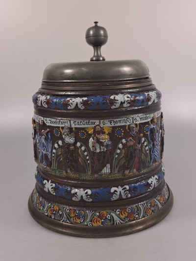 27014170f - Creußener Apostelkrug, Bayern, datiert 1673, Ausführung 17./18.Jh., salzglasiertes ...