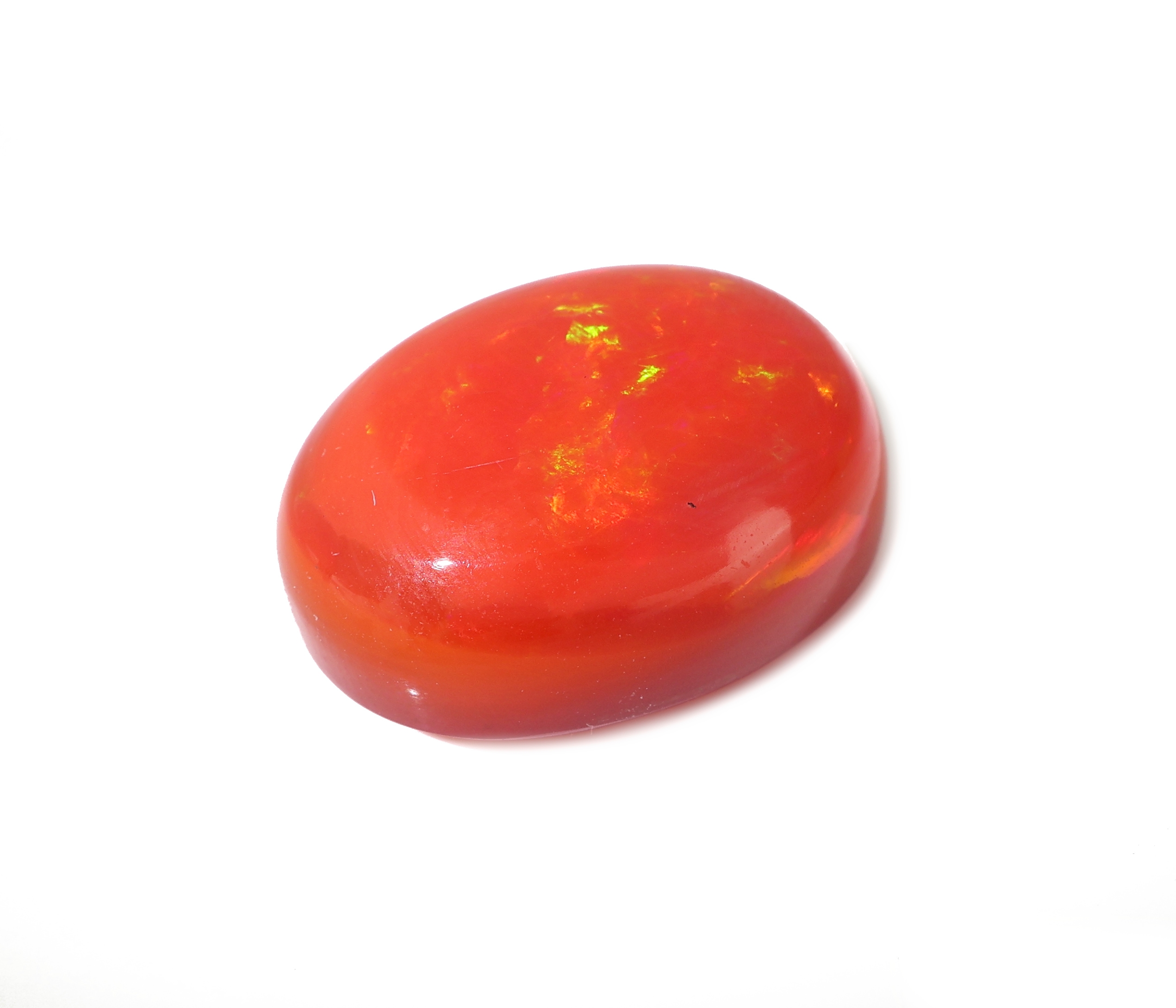 Detail a: Loser roter Opal ca. 16.1 ct, ovaler Cabochon, Red Multi Fire, ca. 19.6 x 15.4 x 9.6 mm