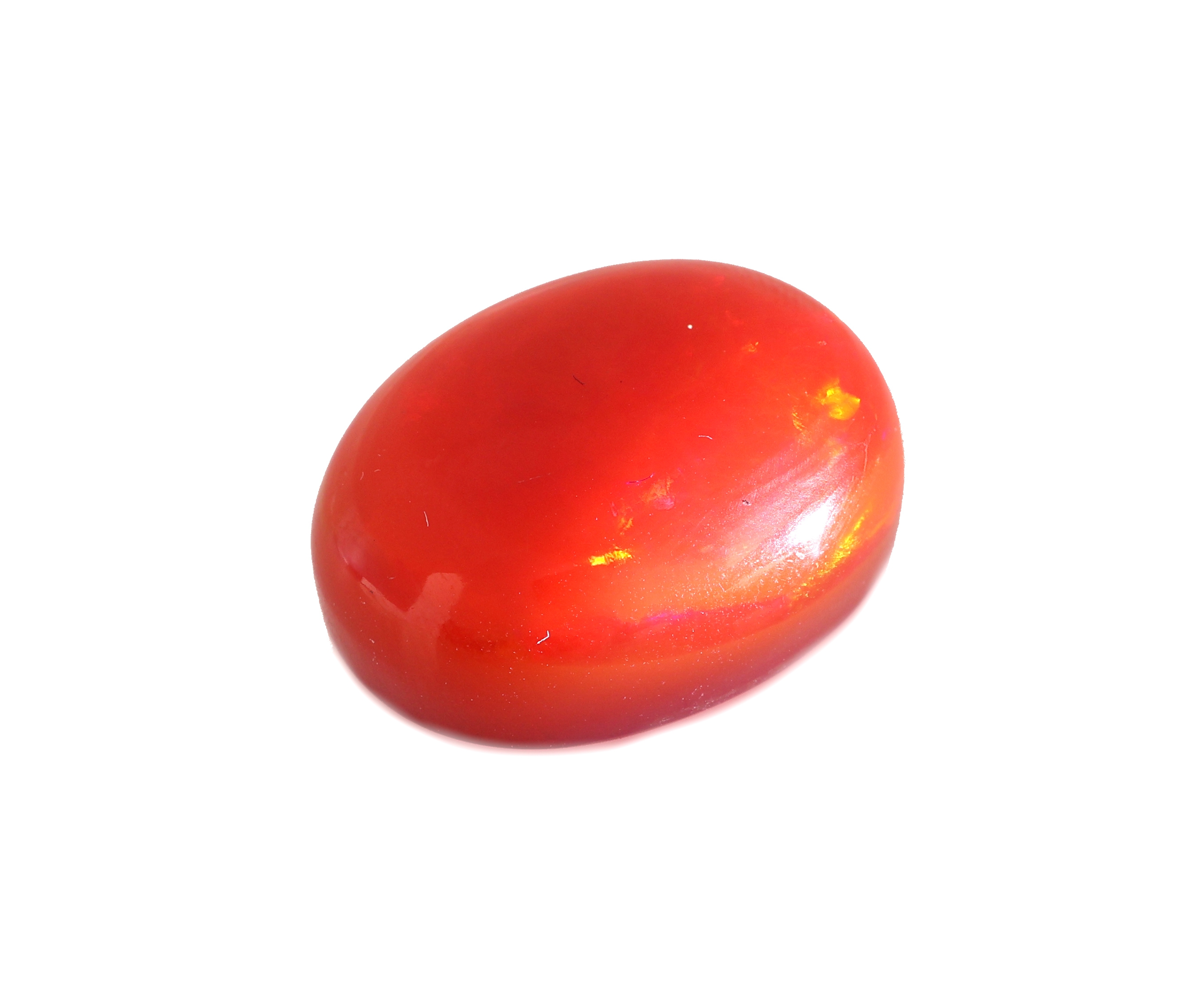 Detail b: Loser roter Opal ca. 16.1 ct, ovaler Cabochon, Red Multi Fire, ca. 19.6 x 15.4 x 9.6 mm